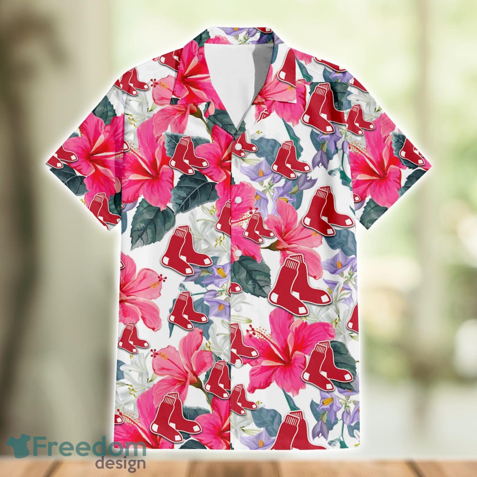 Boston Red Sox Pink Hibiscus Tropical Men And Womwn Summer Gift