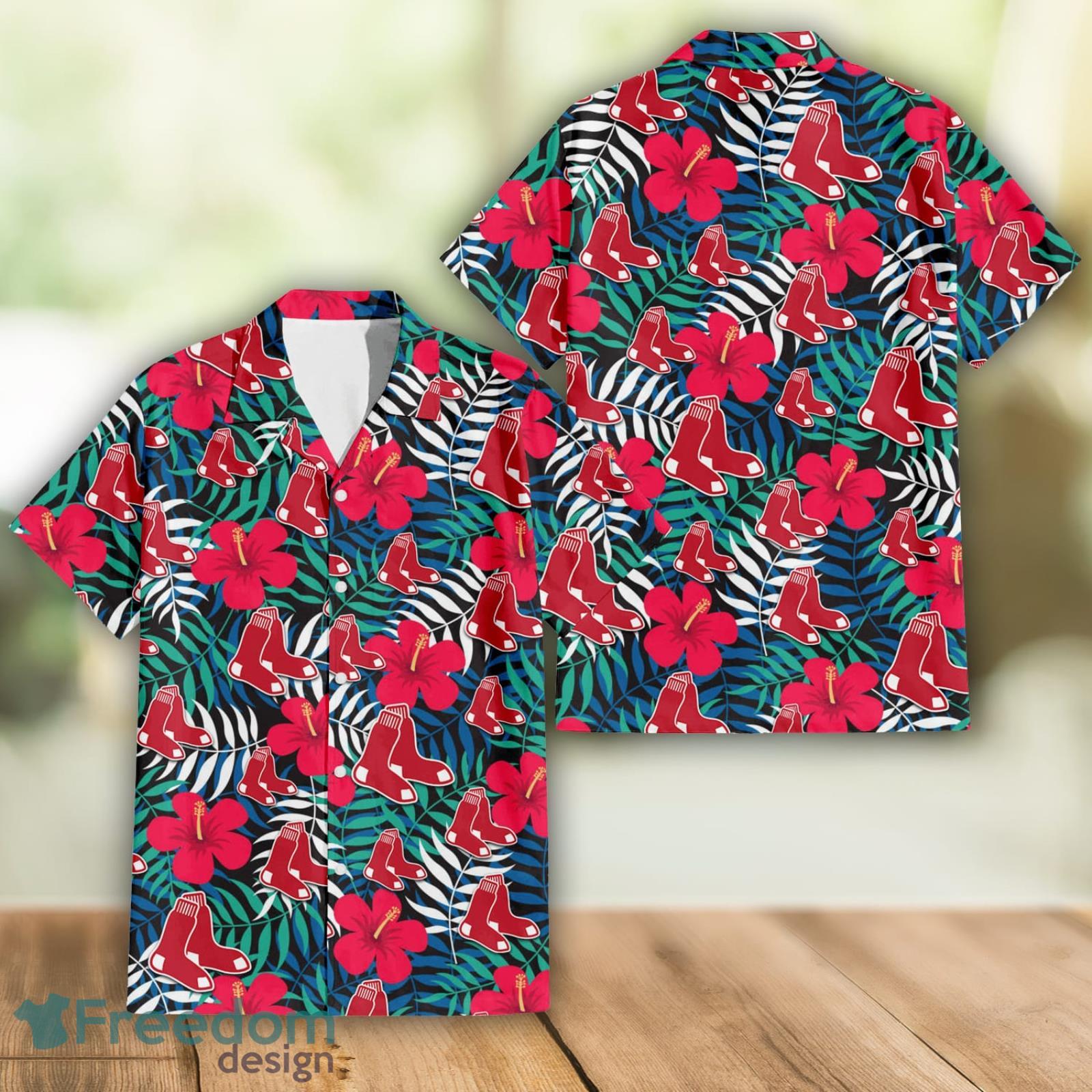 Boston Red Sox Logo And Yellow Flower Tropical Hawaiian Shirt For