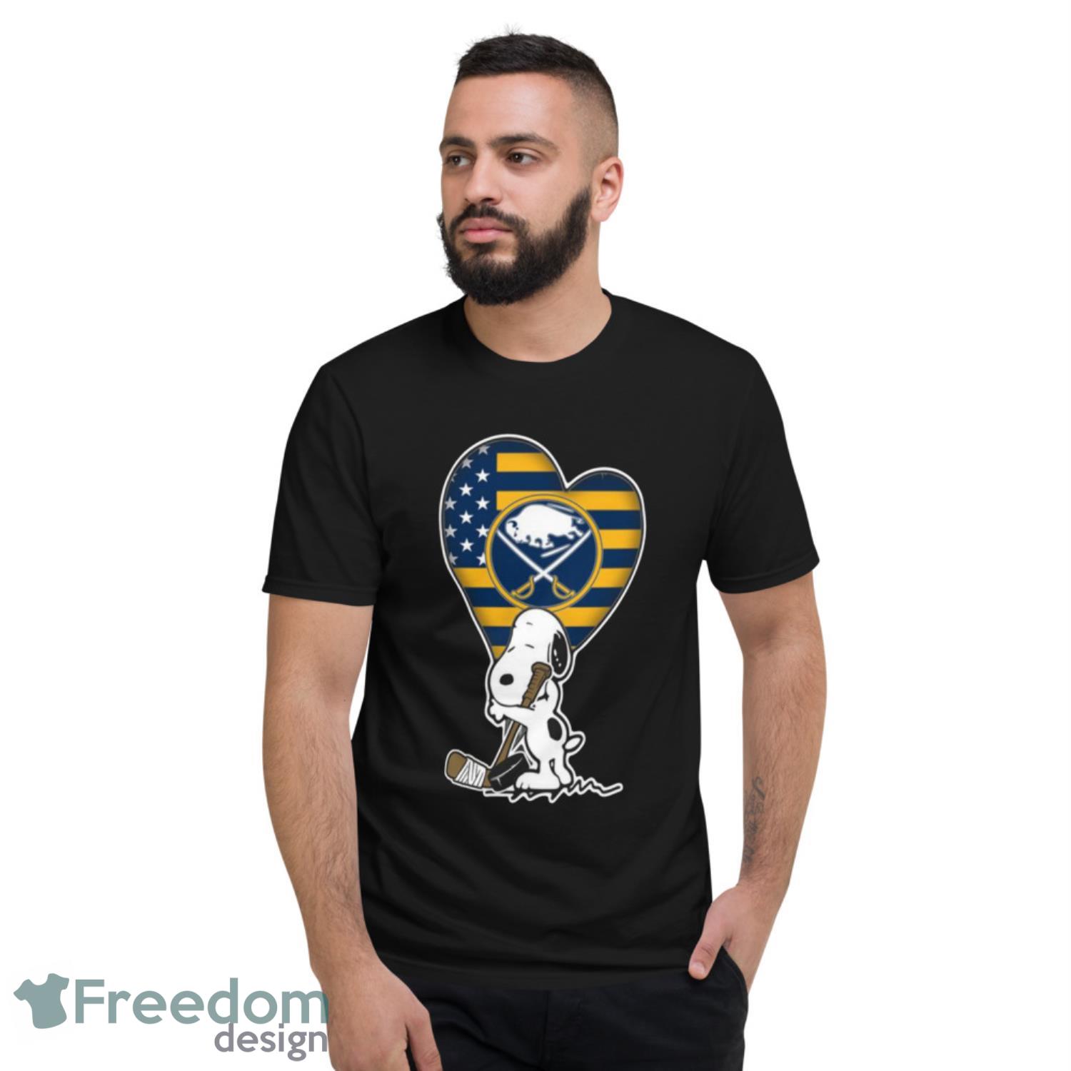 Buffalo Sabres NHL Hockey The Peanuts Movie Adorable Snoopy T Shirt - Short Sleeve T-Shirt