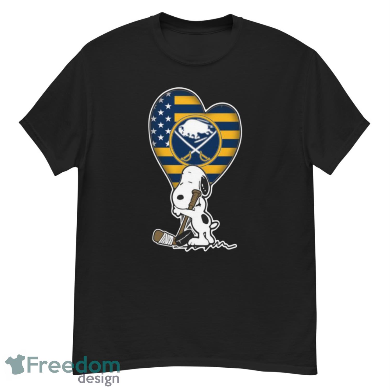 Buffalo Sabres NHL Hockey The Peanuts Movie Adorable Snoopy T Shirt - G500 Men’s Classic T-Shirt