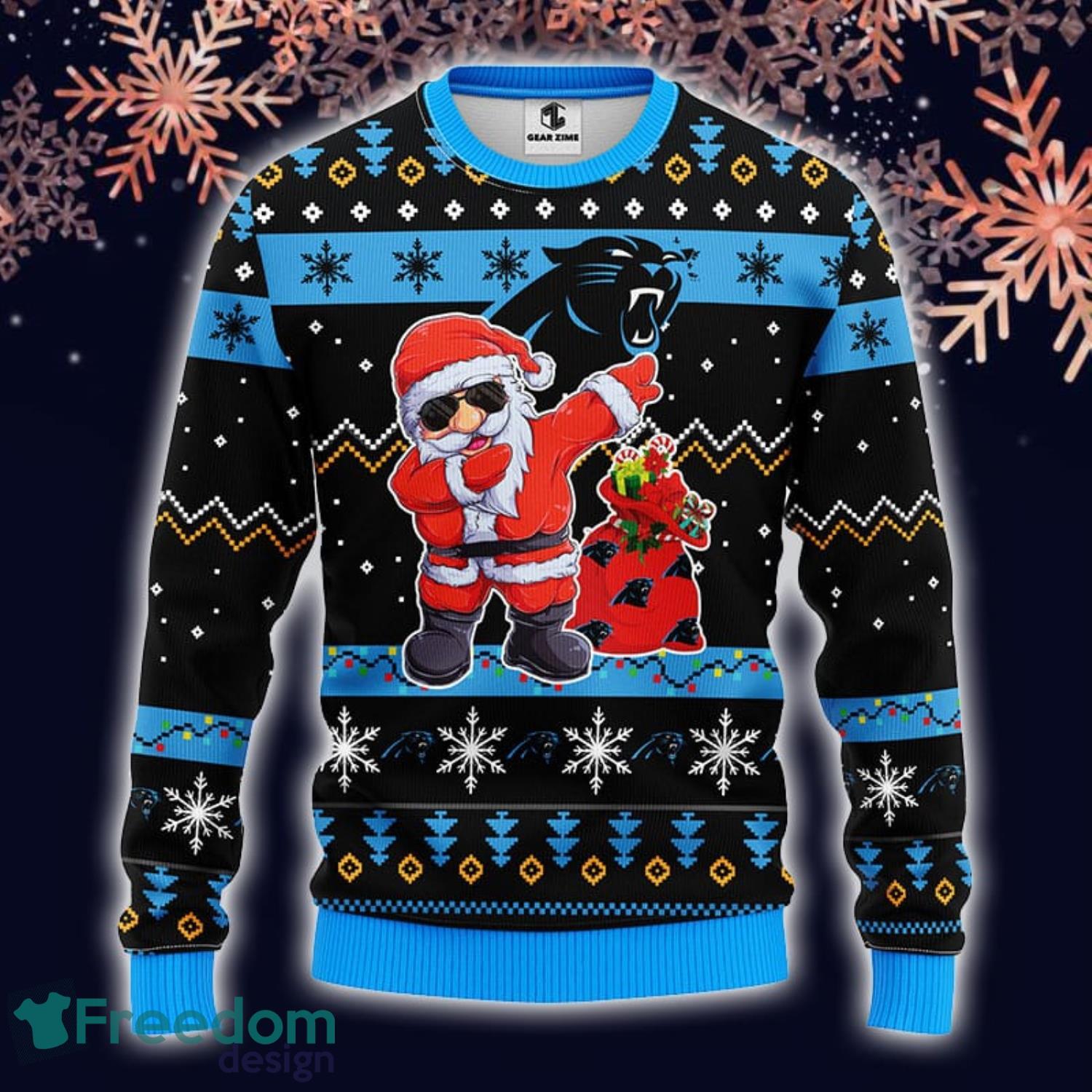 Carolina Panthers Fans Santa Claus Pattern Ugly Christmas Sweater Gift -  Freedomdesign