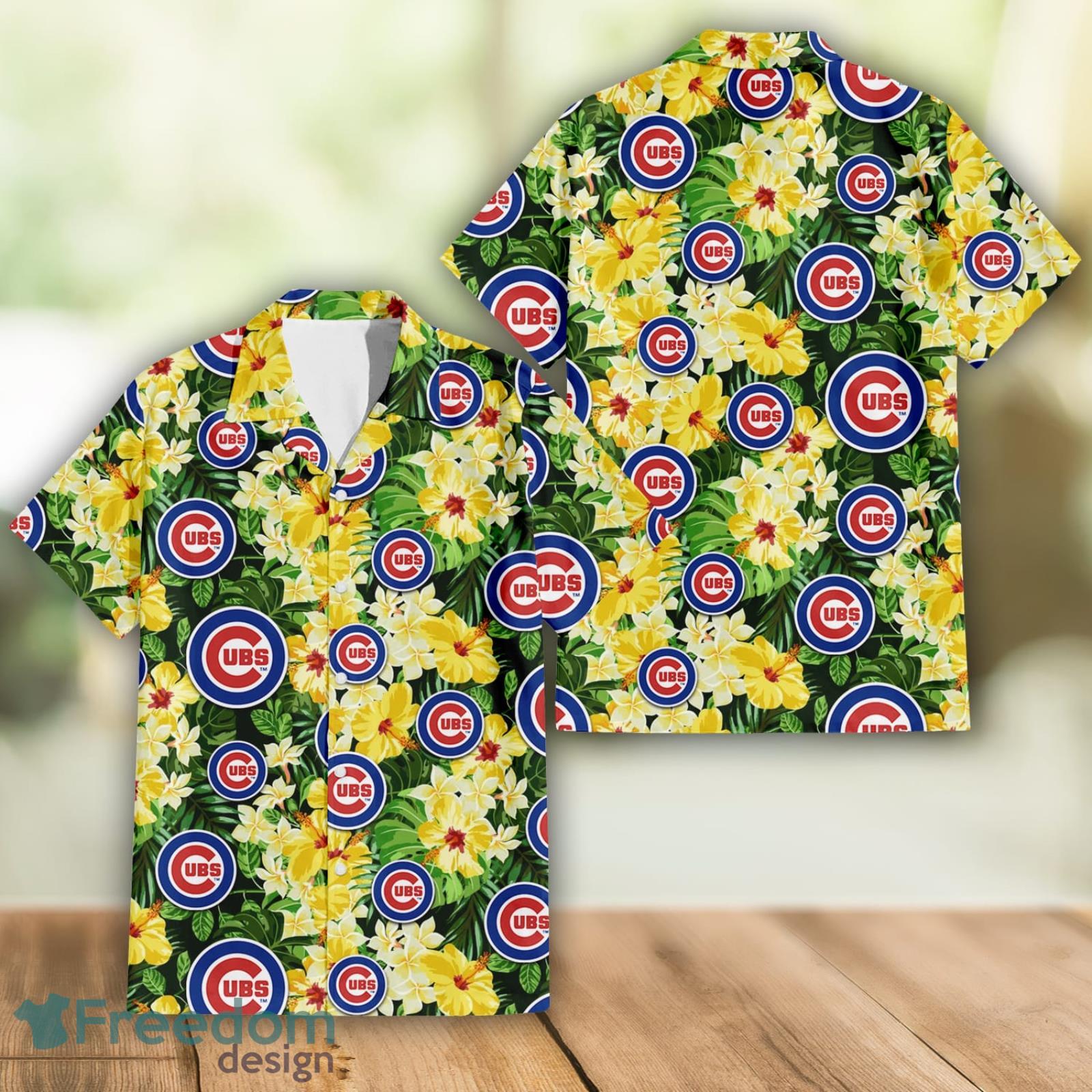 Cubs Hawaiian Shirt Wrigley Field Tropical Flower Chicago Cubs