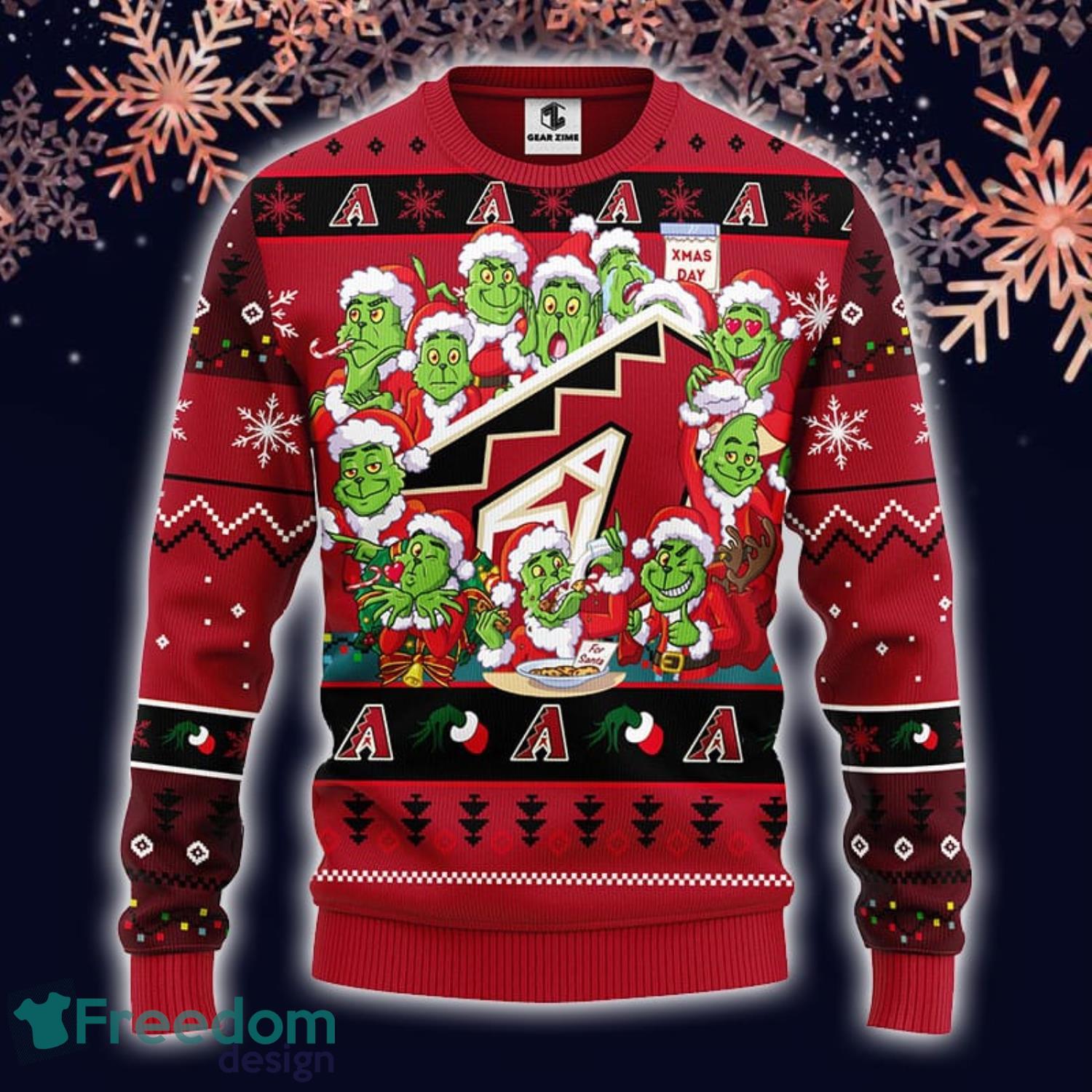 MLB Arizona Diamondbacks Grinch Christmas Ugly 3D Sweater For Men