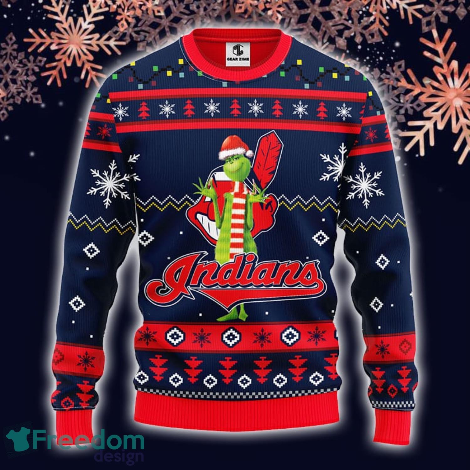 Christmas Gift MLB Cleveland Indians Logo With Funny Grinch Men And Women  Ugly Christmas Sweater For Fans - Freedomdesign