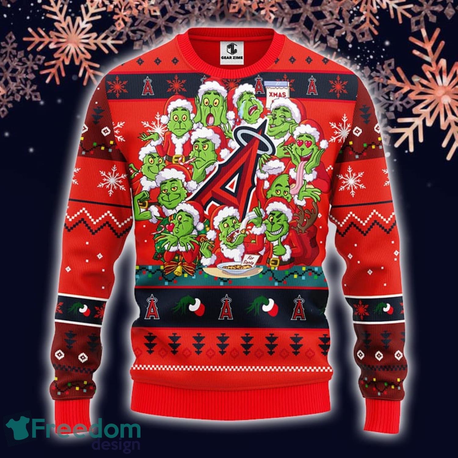 Christmas Gift MLB Los Angeles Dodgers Cute 12 Grinch Face Xmas Day Men And  Women Ugly Christmas Sweater - Freedomdesign