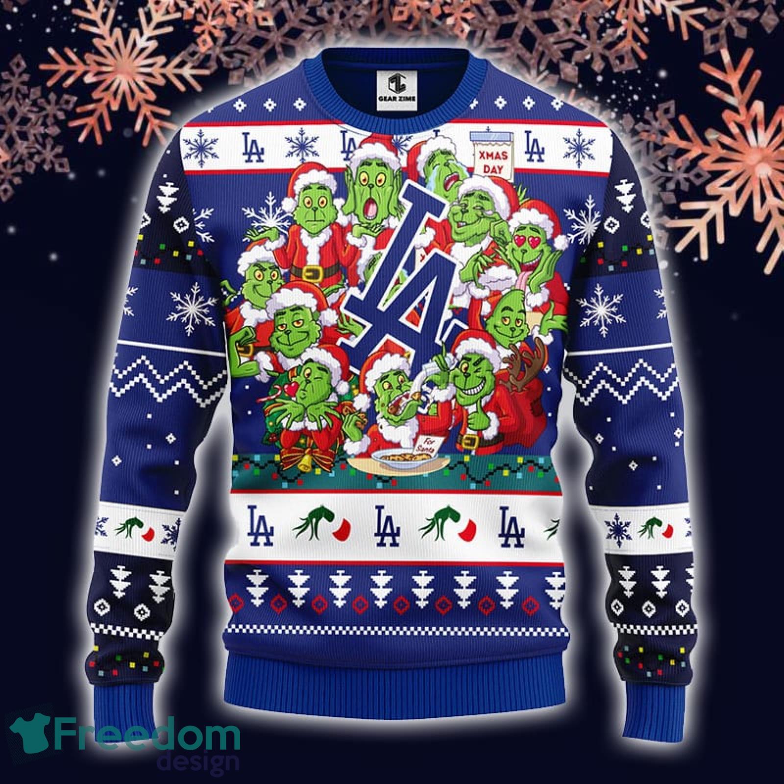 Christmas Gift MLB Los Angeles Dodgers Cute 12 Grinch Face Xmas Day Men And  Women Ugly Christmas Sweater - Freedomdesign