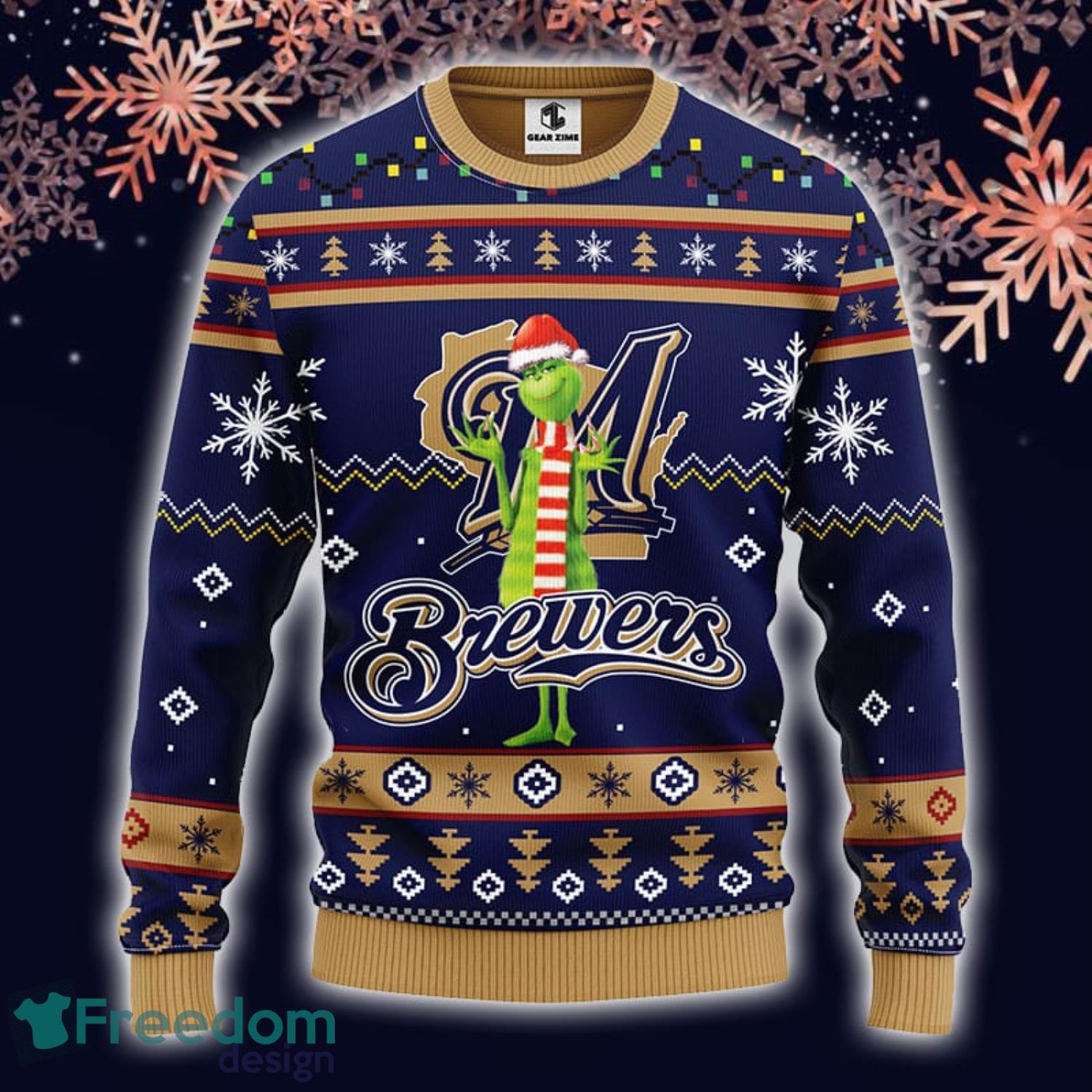 Christmas Gift MLB Milwaukee Brewers Logo With Funny Grinch Men And Women  Ugly Christmas Sweater For Fans - Freedomdesign