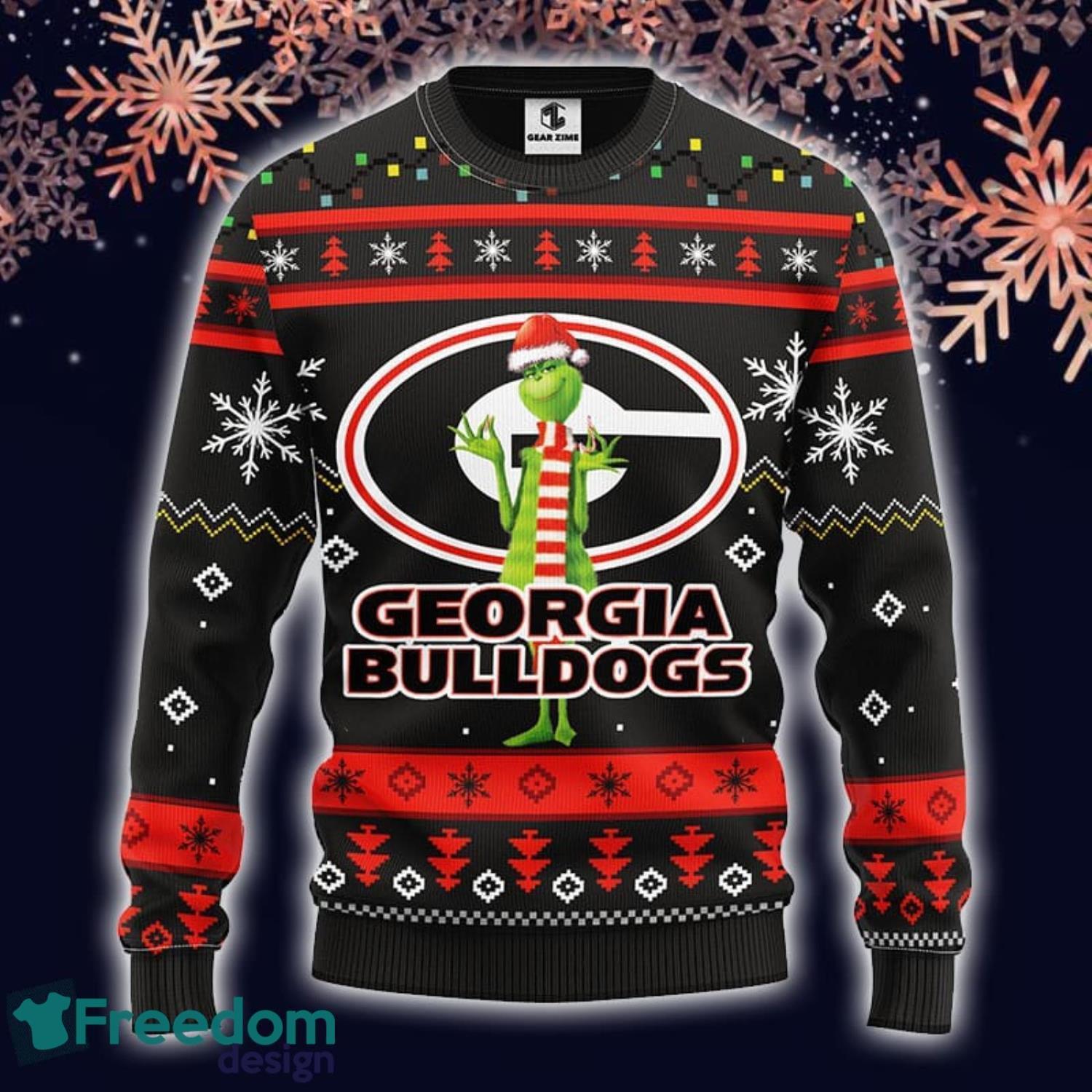 Georgia Bulldogs Grinch Hug Ugly Christmas Sweater, All Over Print