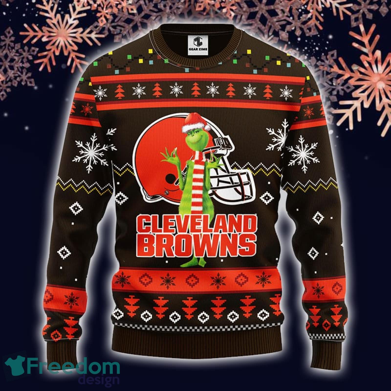 Merry Sweater Funny Cleveland Browns Gifts For Fan Merry Christmas