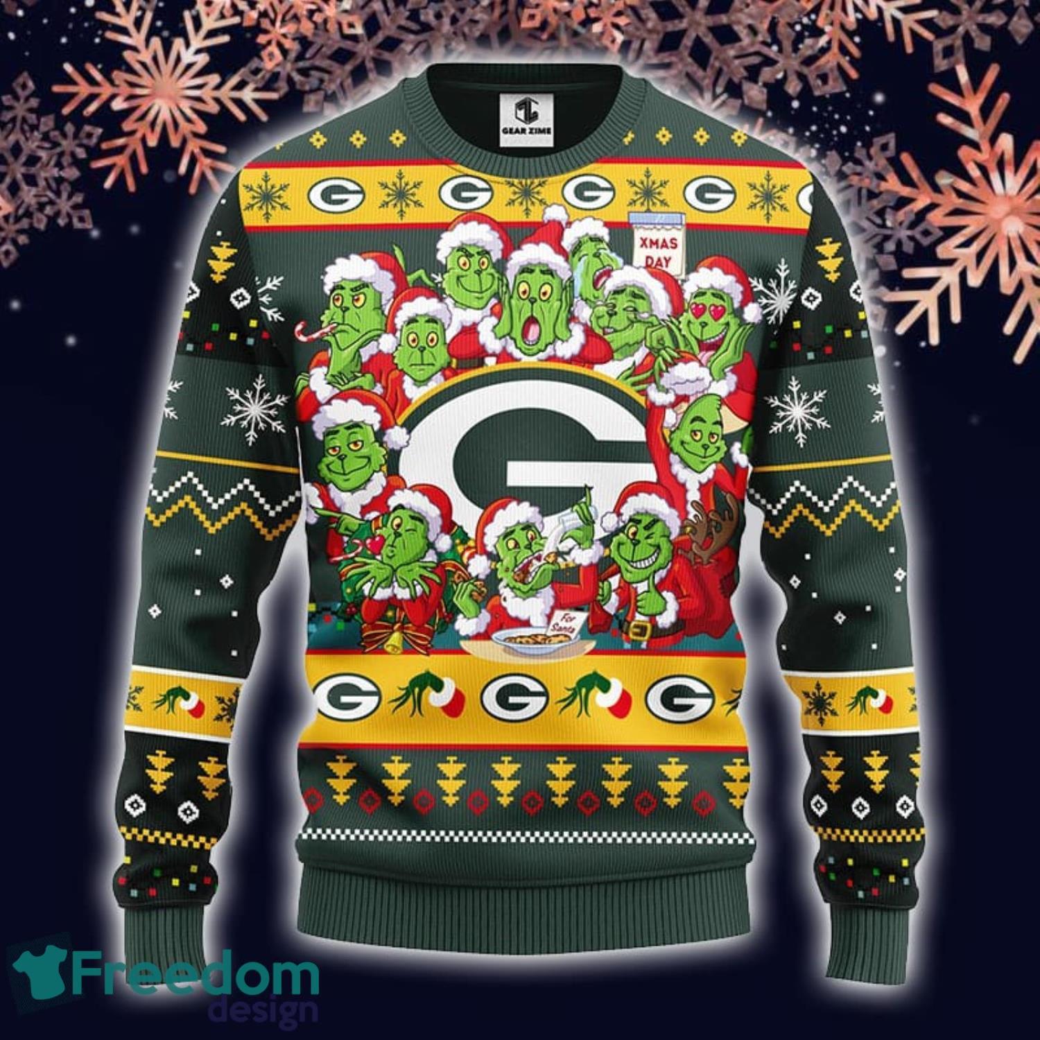 NFL Green Bay Packers Grinch Christmas Ugly 3D Sweater For Men And