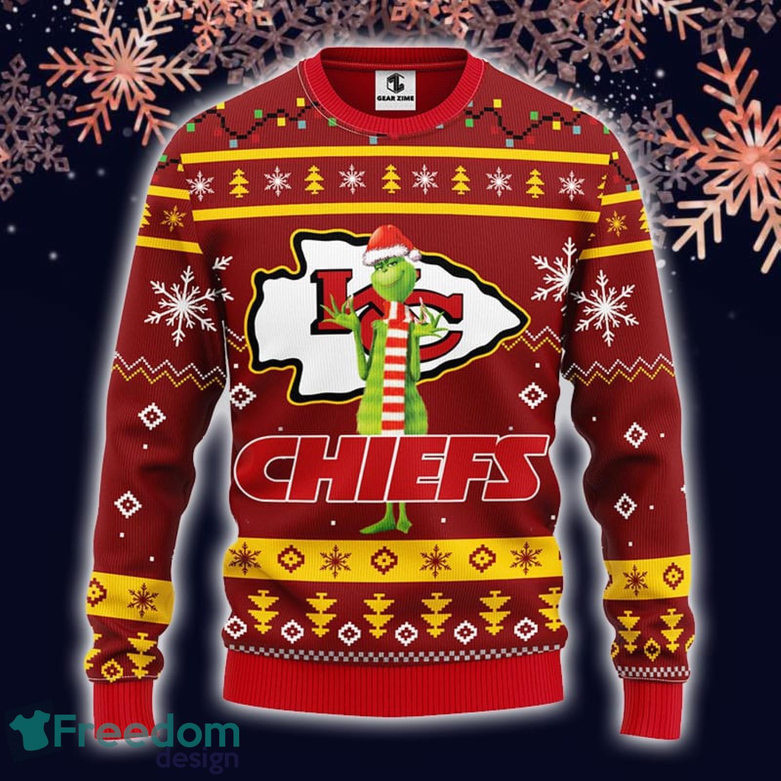 For NFL Fans Kansas City Chiefs Grinch Hand Funny Christmas Gift Ugly  Christmas Sweater