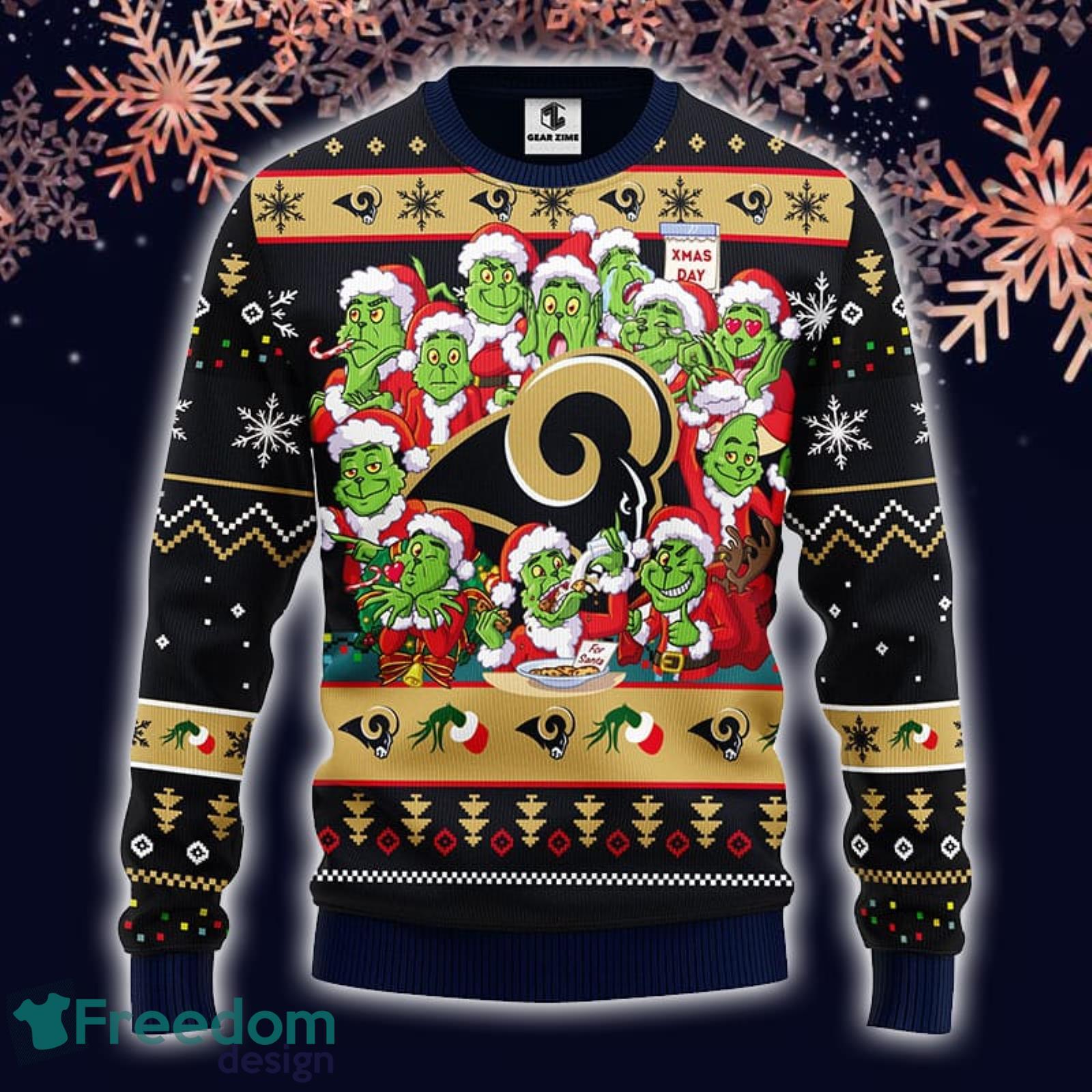 Los Angeles Rams Christmas Grinch Knitted Ugly Christmas Sweater AOP Gift  For Men And Women