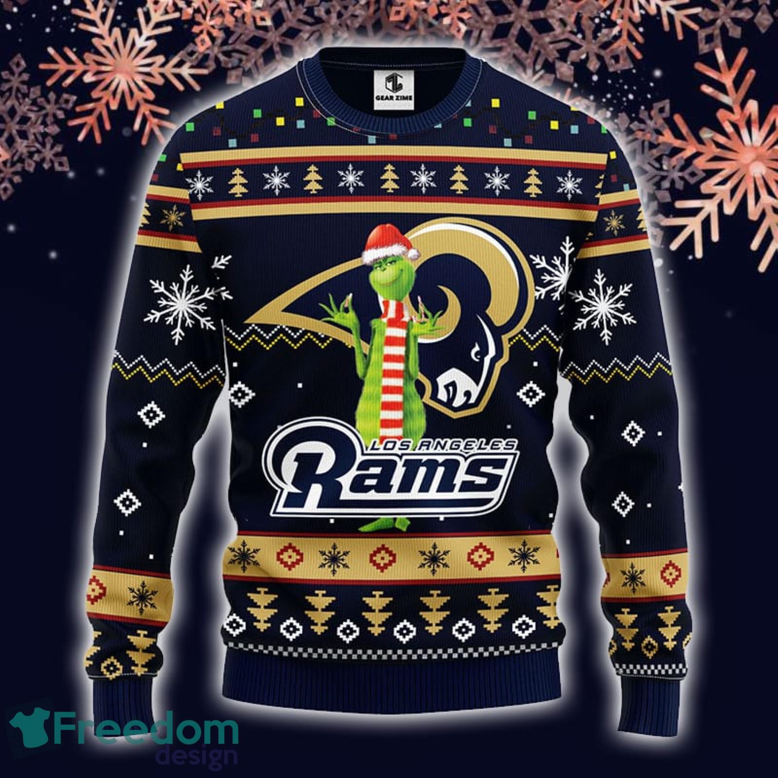 NFL Logo Los Angeles Rams 12 Grinch Xmas Day Ugly Christmas Sweater Gift  For Fans - YesItCustom