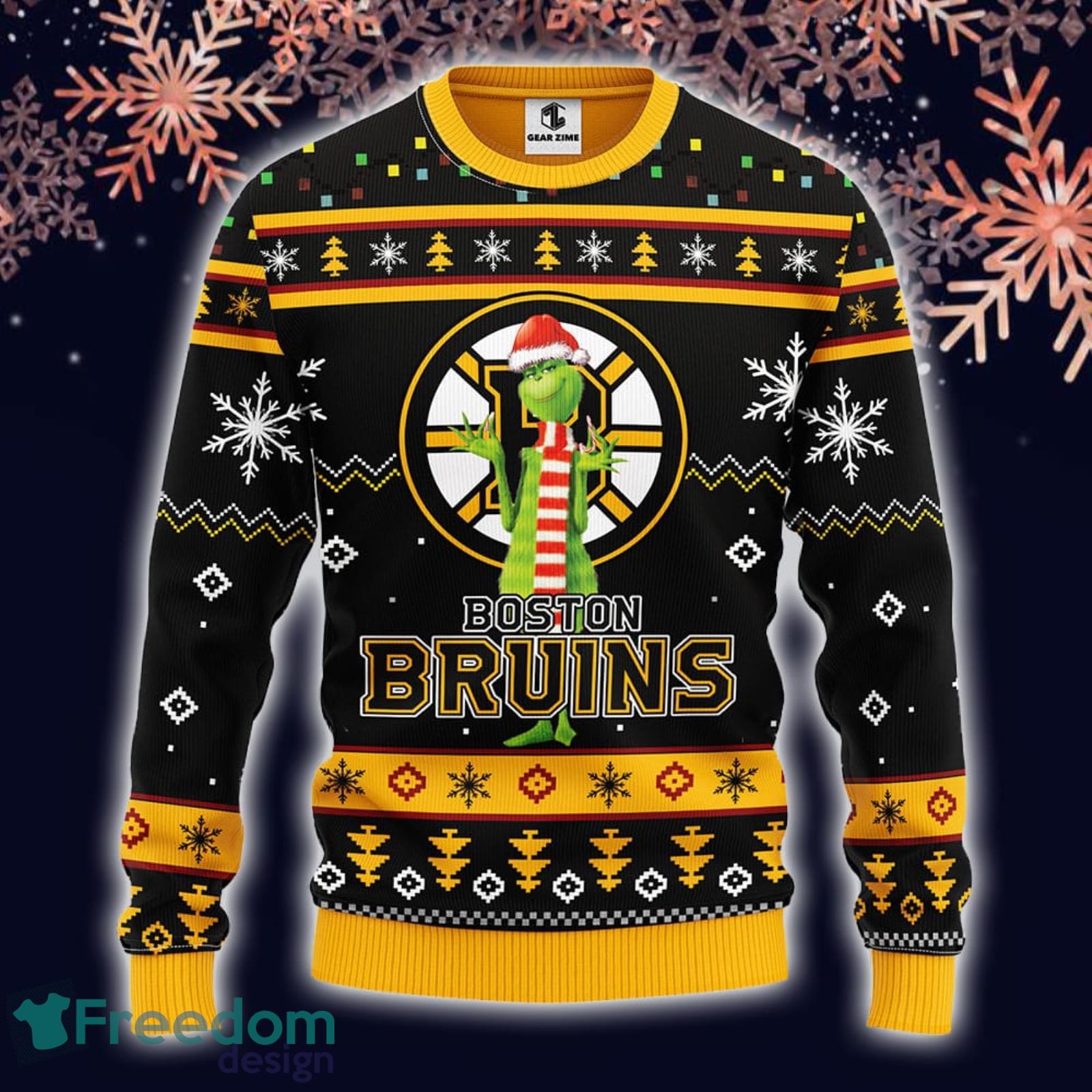 Boston Bruins Funny Grinch Christmas AOP Sweater