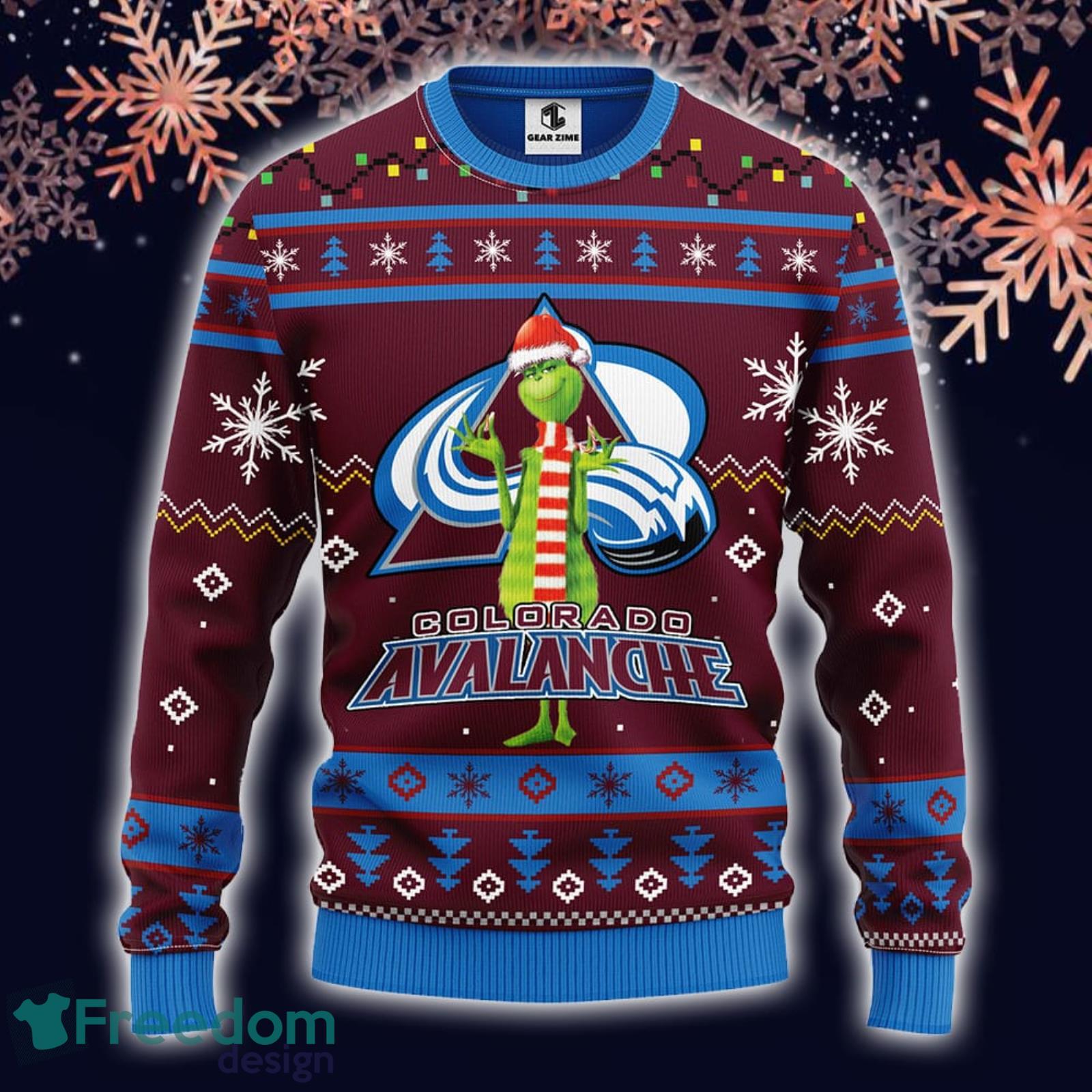 Colorado Avalanche 12 Grinch Xmas Day Christmas Ugly Sweater - Freedomdesign