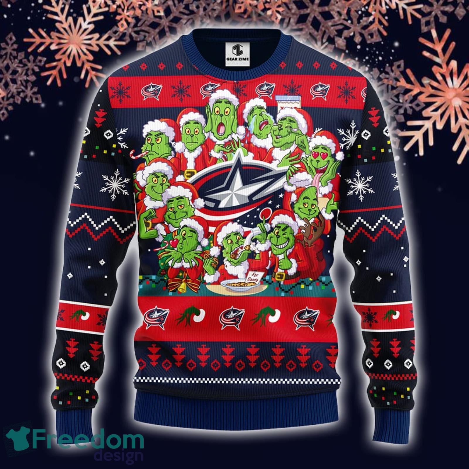 NHL Columbus Blue Jackets 12 Grinch Xmas Day Ideas Logo Ugly Christmas  Sweater For Fans - Banantees
