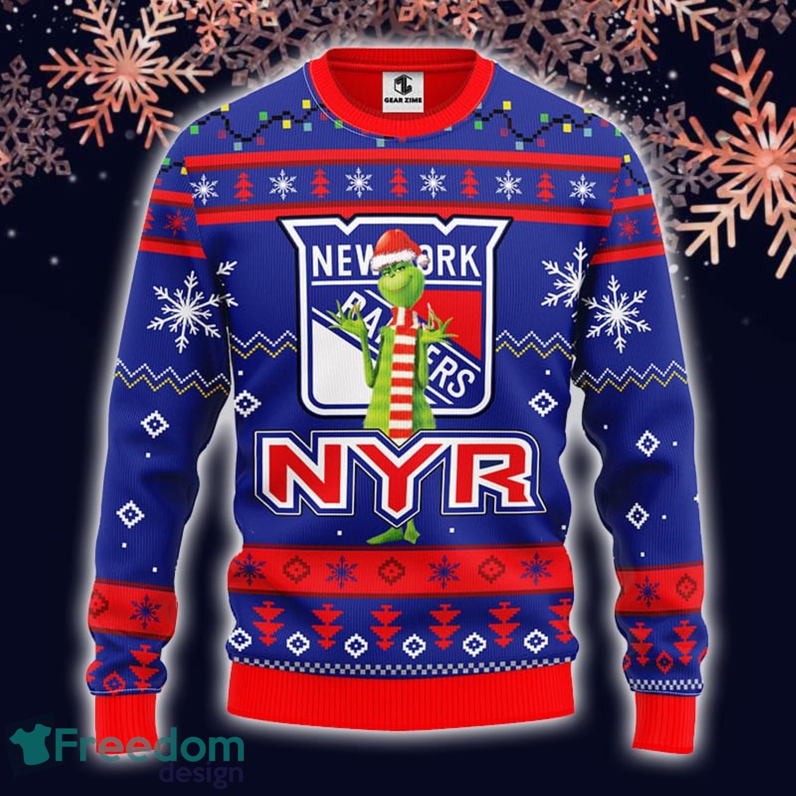 Nhl New York Rangers Christmas Ugly Sweater Print Funny Grinch Gift For  Hockey Fans - Shibtee Clothing