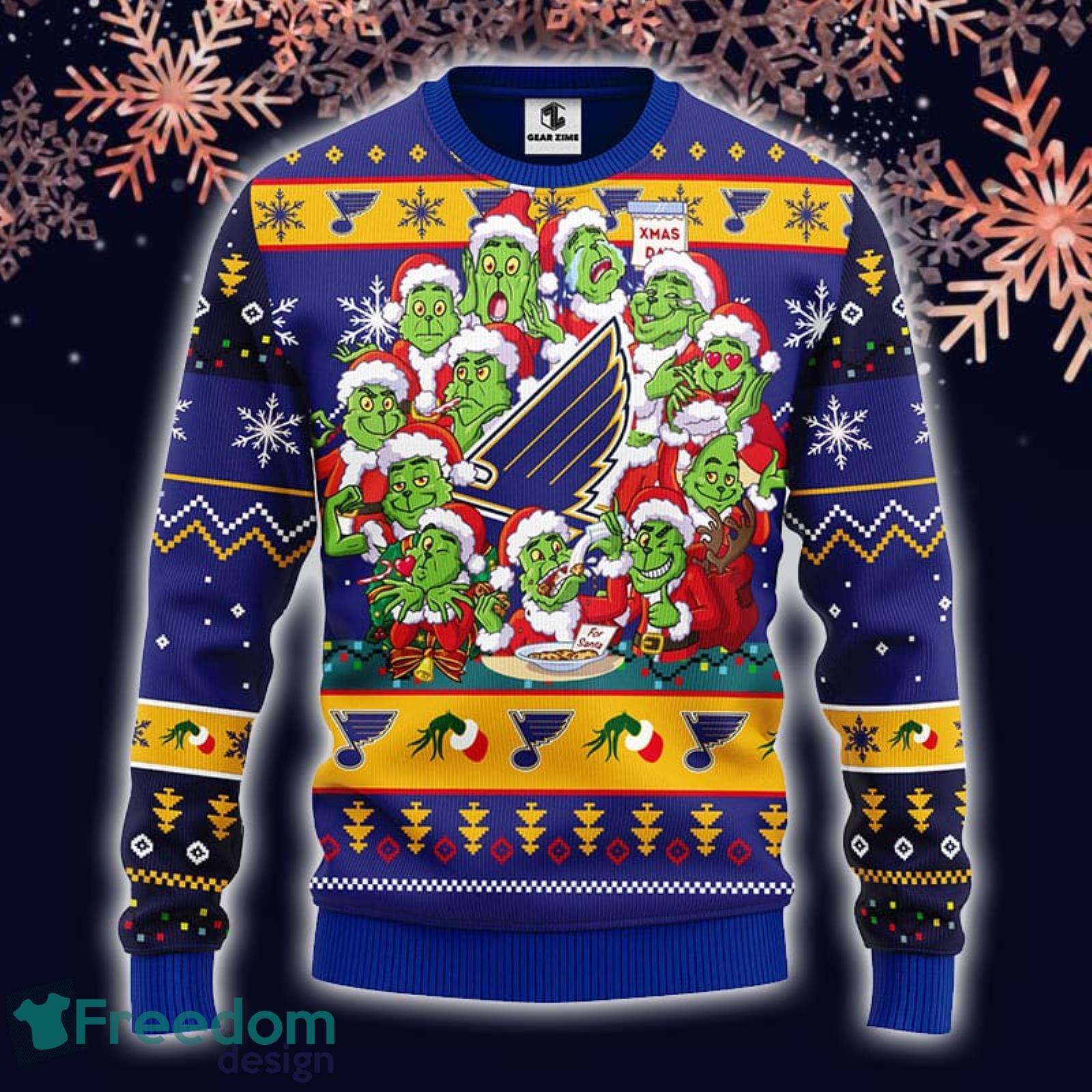 Nhl St Louis Blues Christmas Ugly Sweater Print Funny Grinch Gift For  Hockey Fans