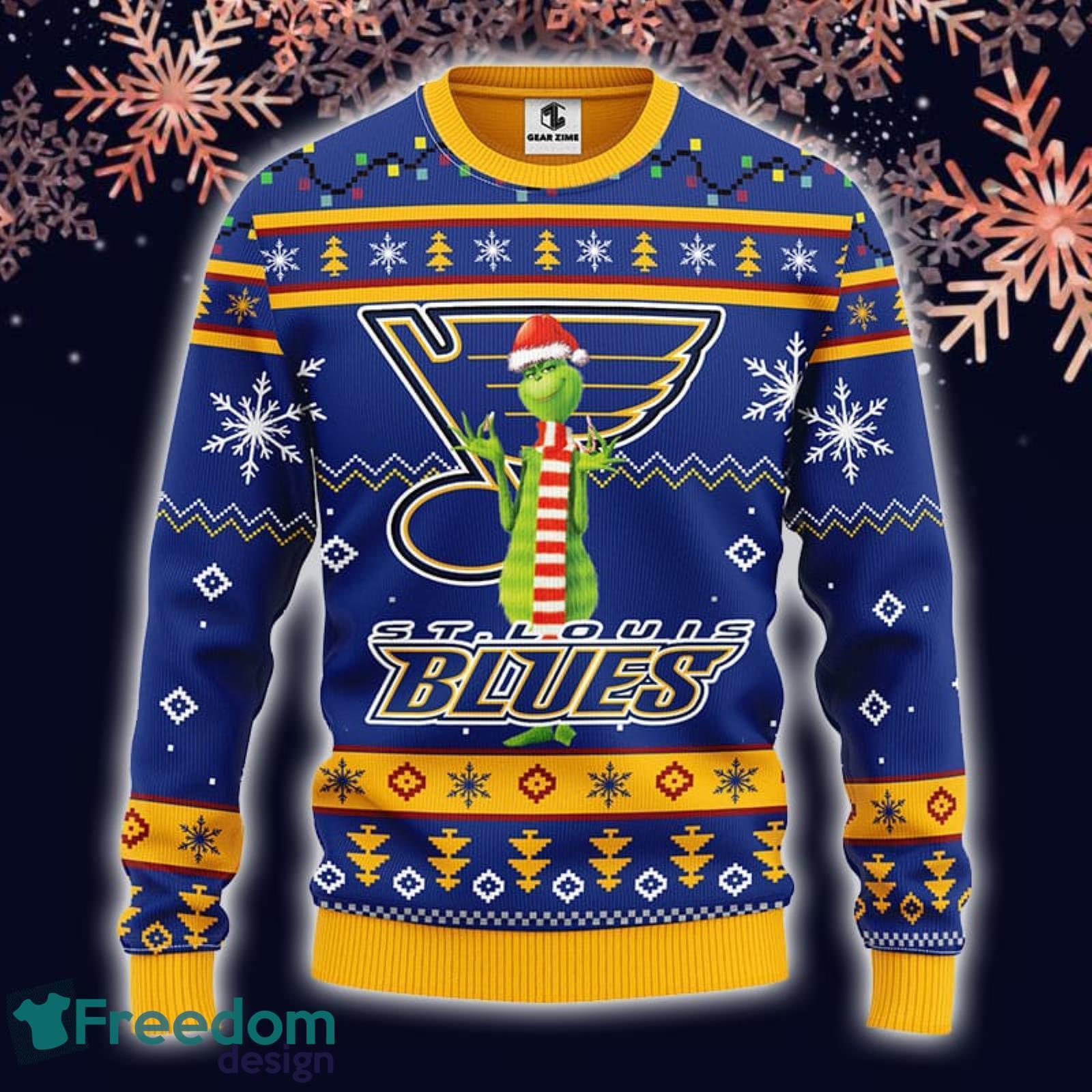 Nhl St Louis Blues Christmas Ugly Sweater Print Funny Grinch Gift For  Hockey Fans