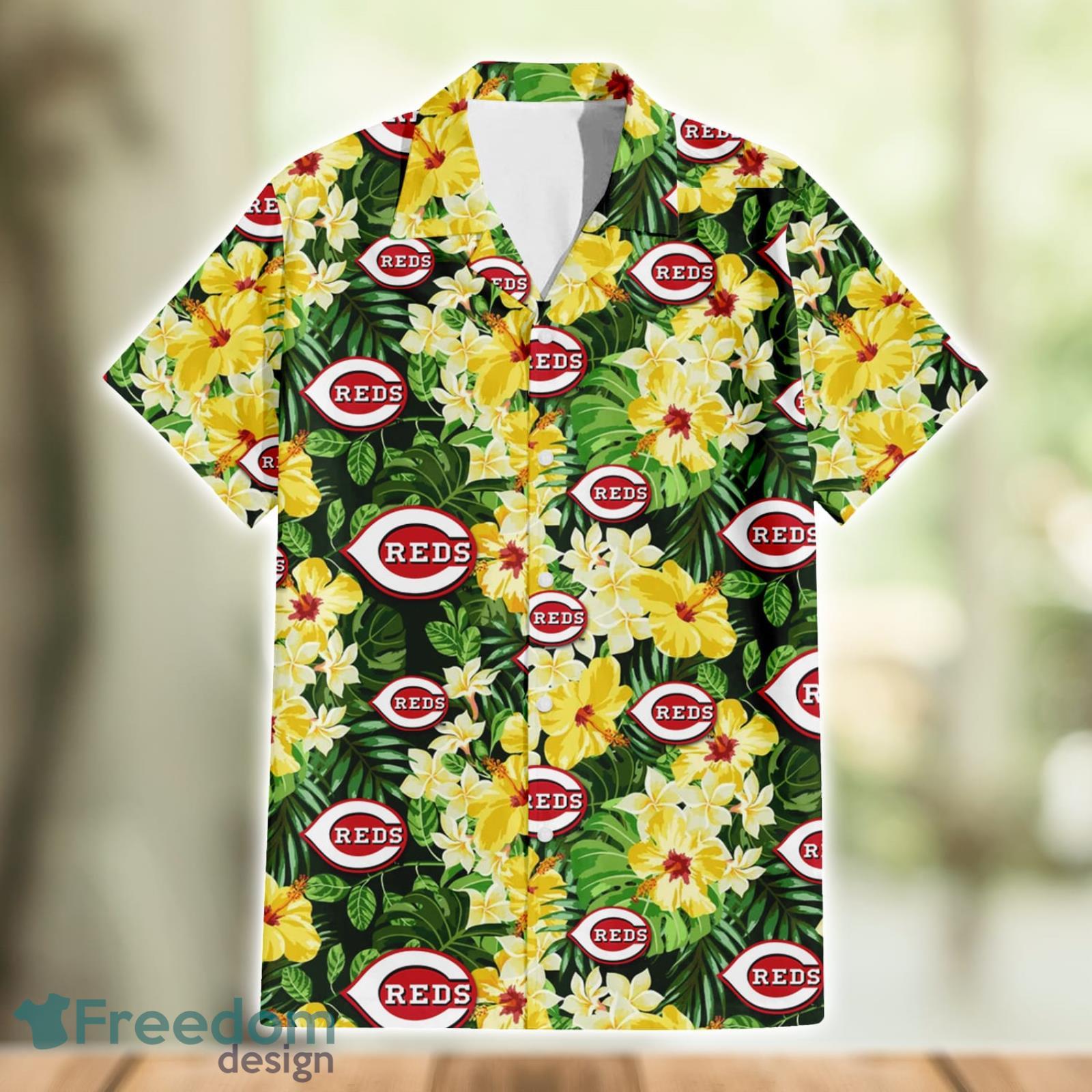 Cincinnati Reds Tropical Floral Custom Name Aloha Hawaiian Shirt