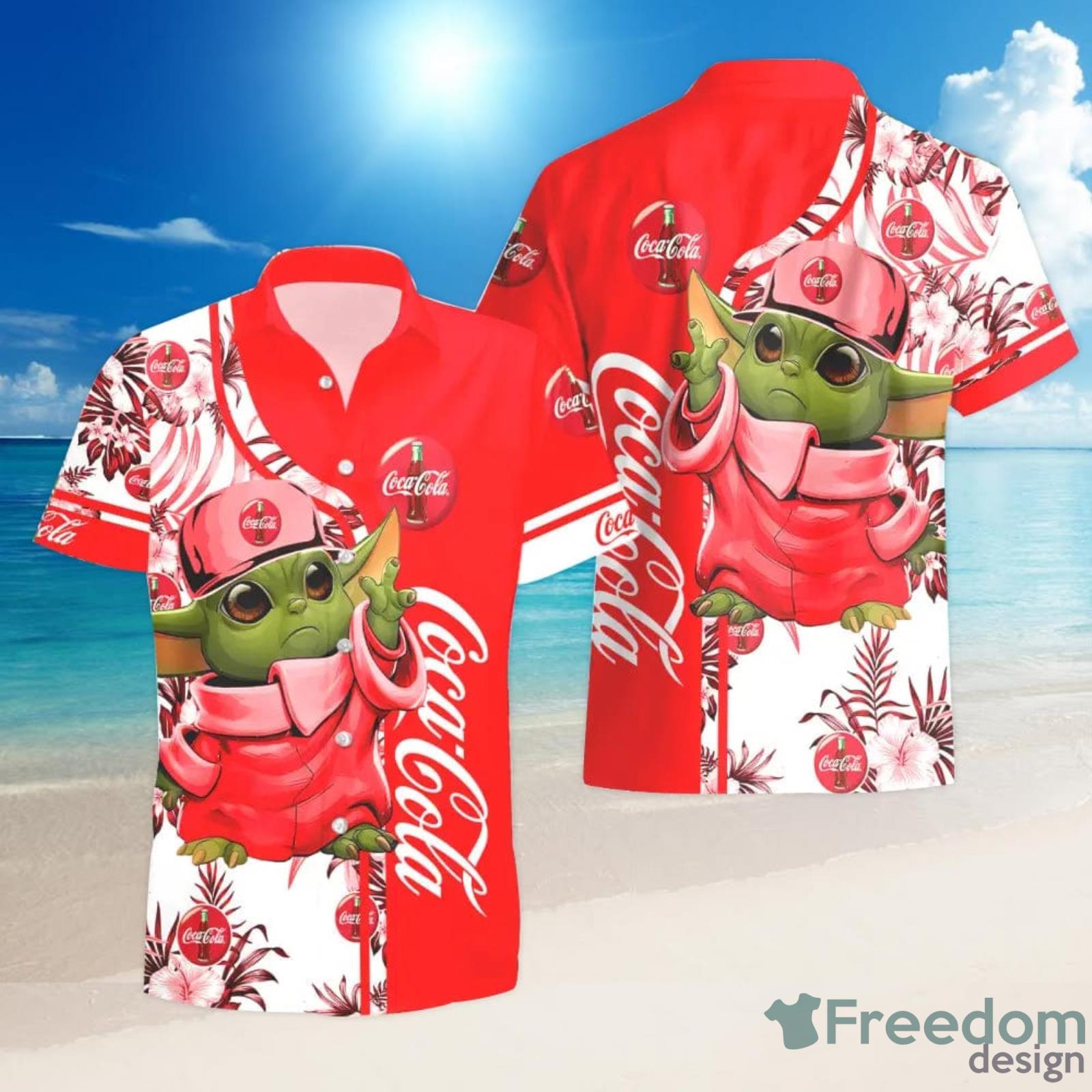 COCA-COLA Hawaiian Shirt, Beach Shorts for Men