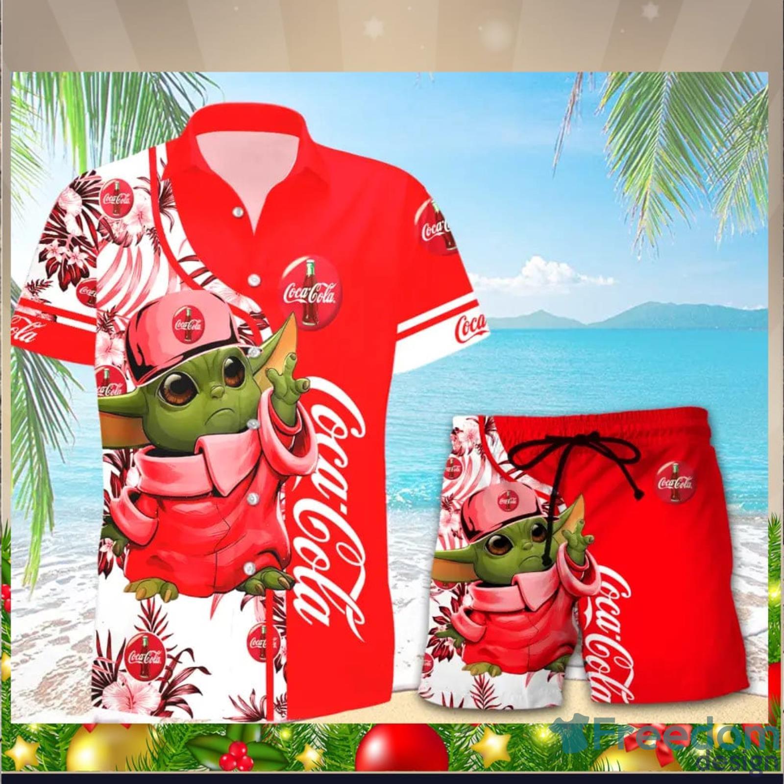 COCA-COLA Hawaiian Shirt, Beach Shorts for Men