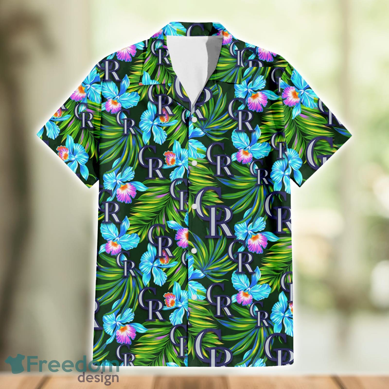 Colorado Rockies Green Leaf Pattern Tropical Hawaiian Shirt For