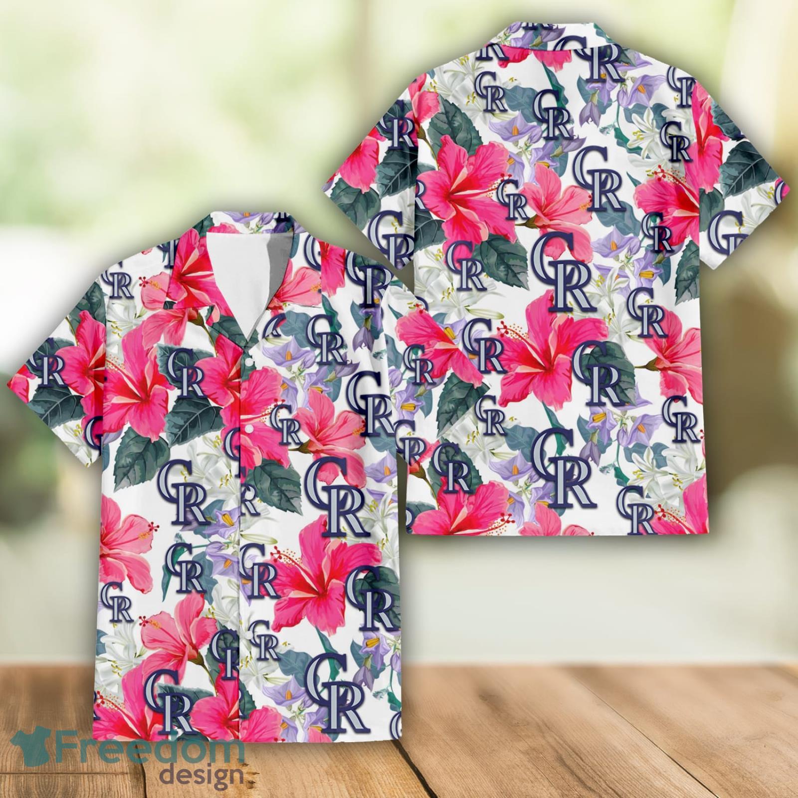 Colorado Rockies Tropical Floral Custom Name Aloha Hawaiian Shirt