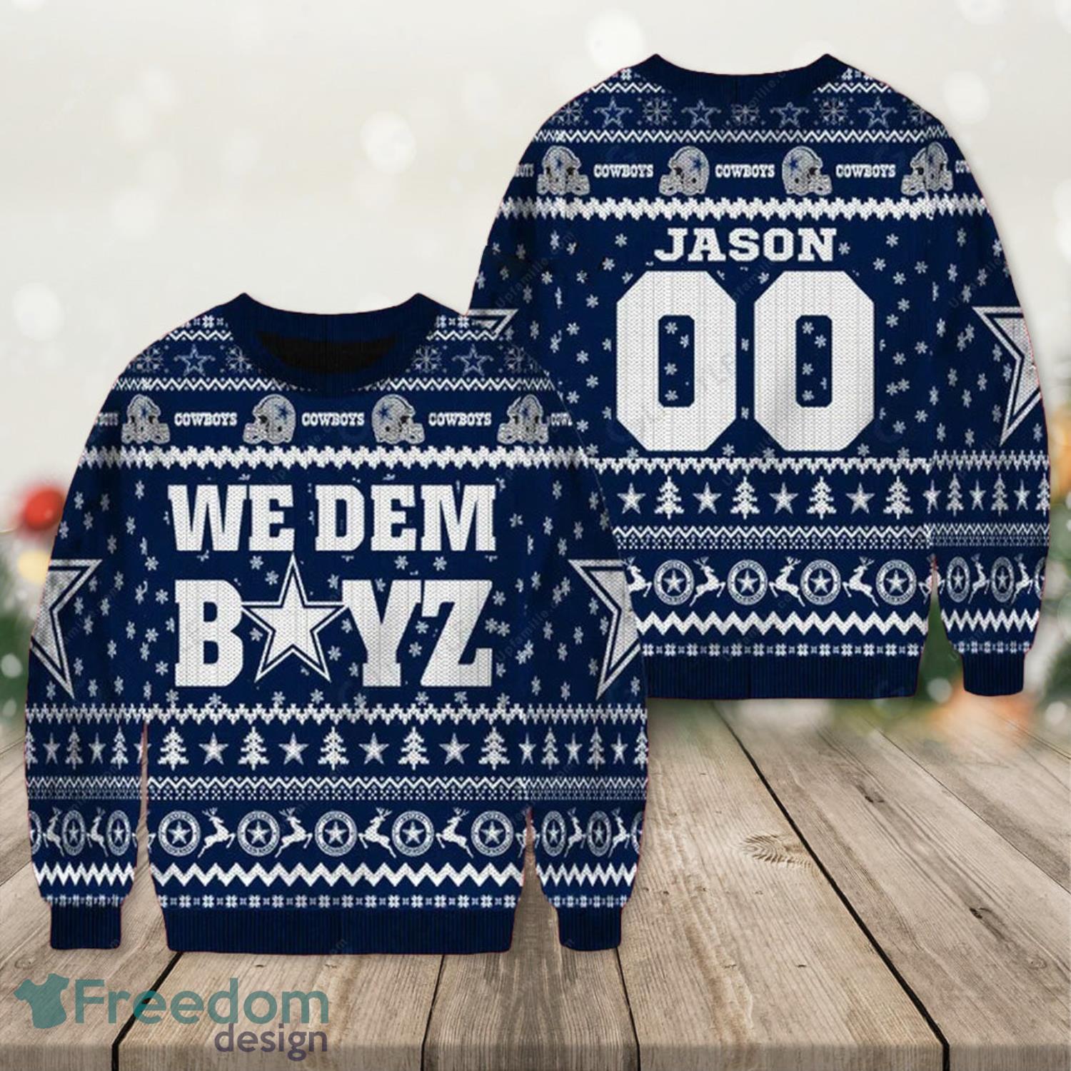 Custom Name Dallas Cowboys Dead Skull Dallas Cowboys Ugly Christmas Sweater  - Freedomdesign