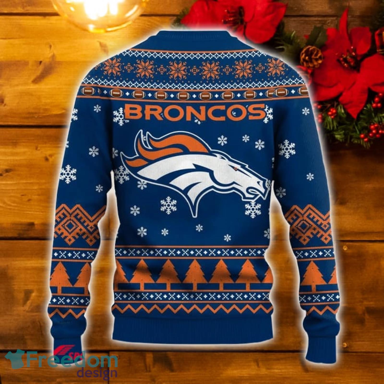 Denver Broncos NFL Golden Skull Santa Hat And Logo Christmas Ugly Sweater  For Men And Women - Freedomdesign