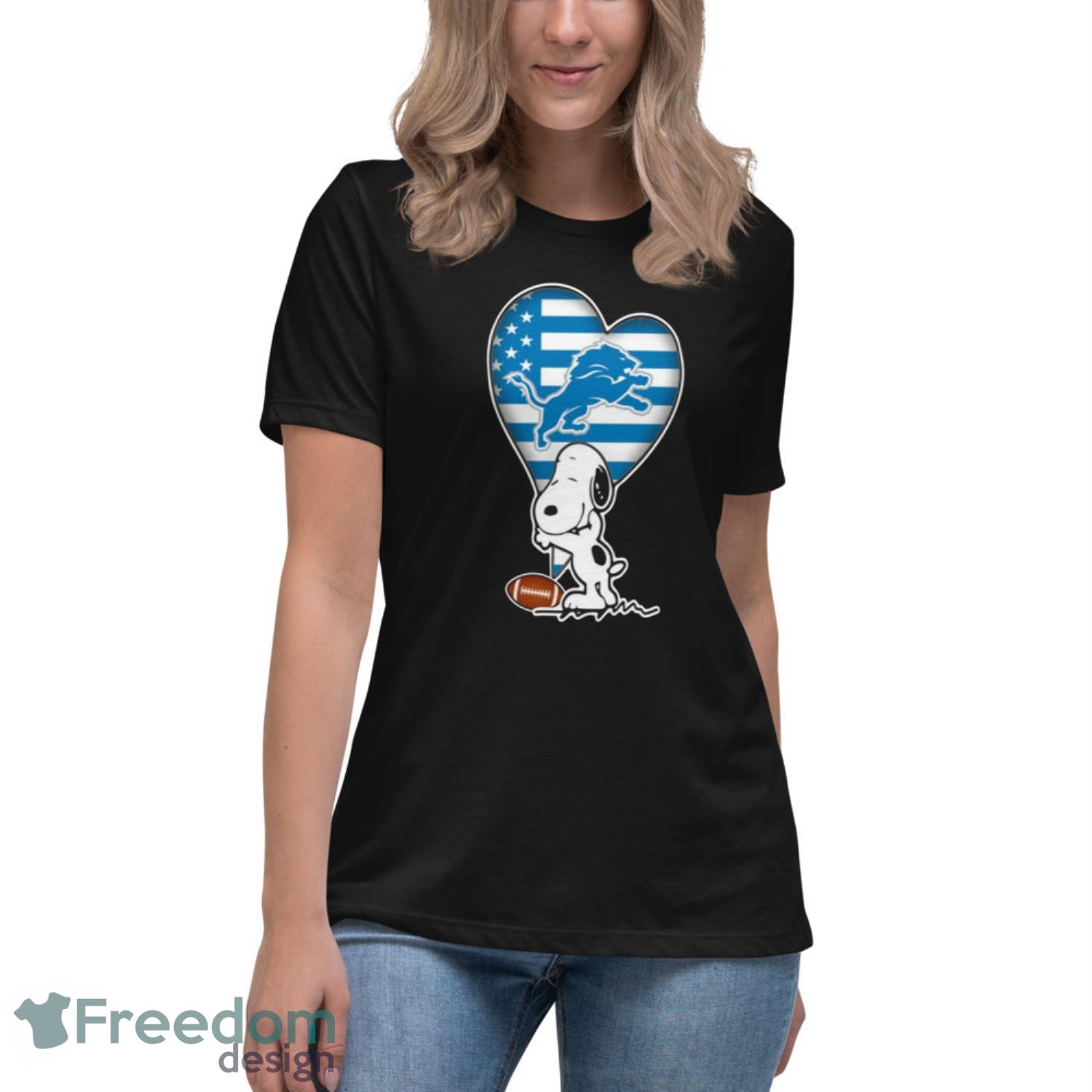 Detroit Lions NFL Football The Peanuts Movie Adorable Snoopy T Shirt - Womens Relaxed Short Sleeve Jersey Tee Detroit Lions NFL Football The Peanuts Movie Adorable Snoopy T Shirt - Womens Relaxed Short Sleeve Jersey Tee