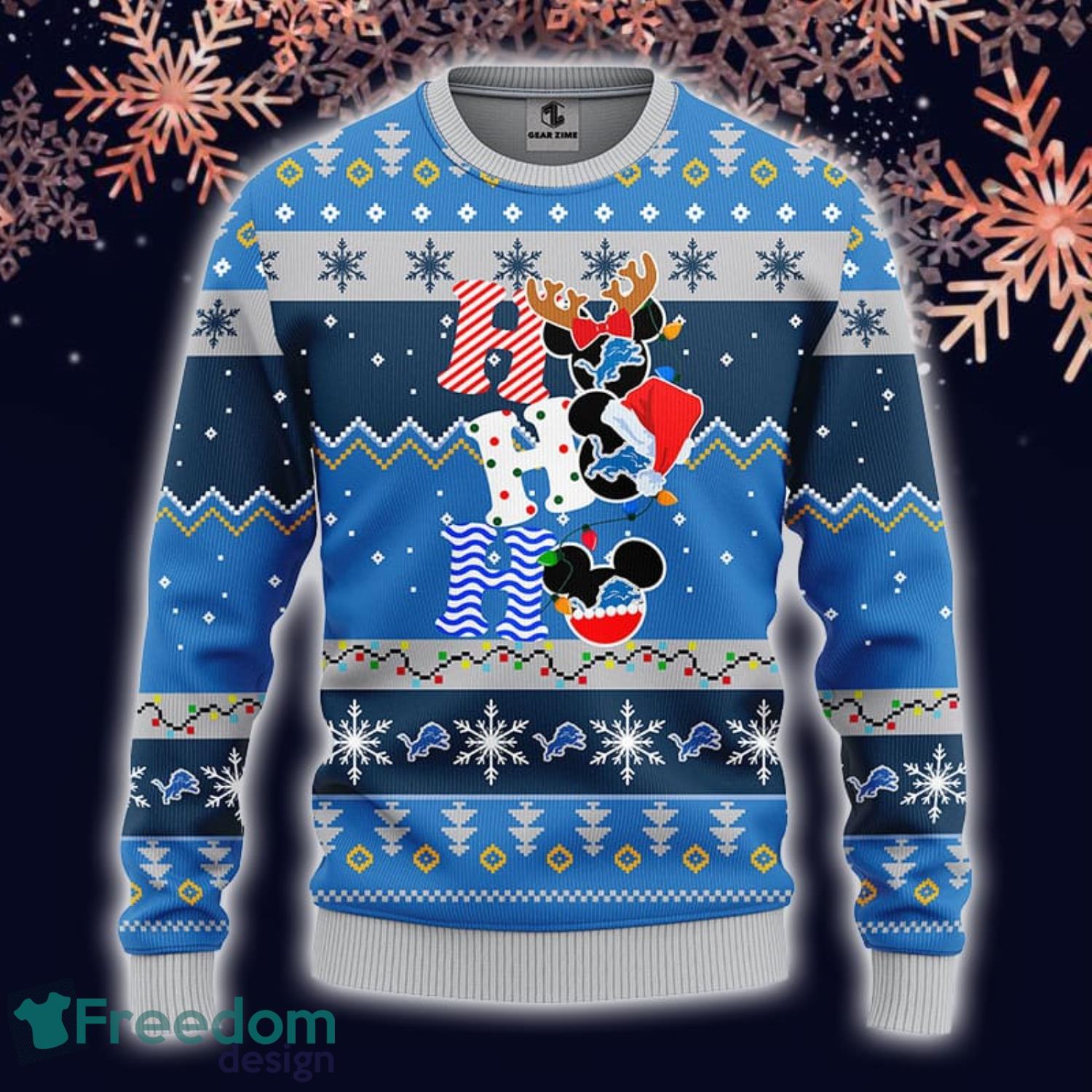 Detroit Lions NFL Team HoHoHo Mickey Funny Ugly Christmas Sweater Sport  Fans Men And Women Christmas Gift