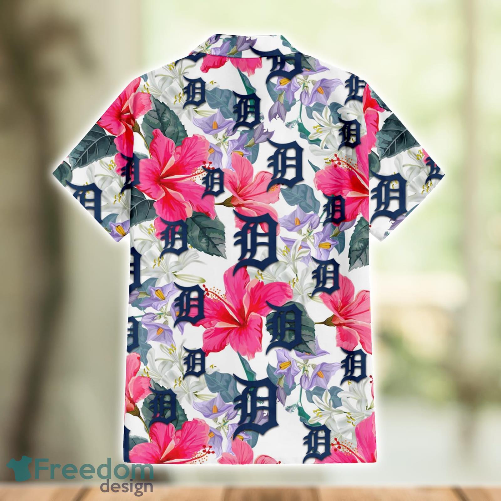 Detroit Tigers Pink Hibiscus Tropical Men And Womwn Summer Gift