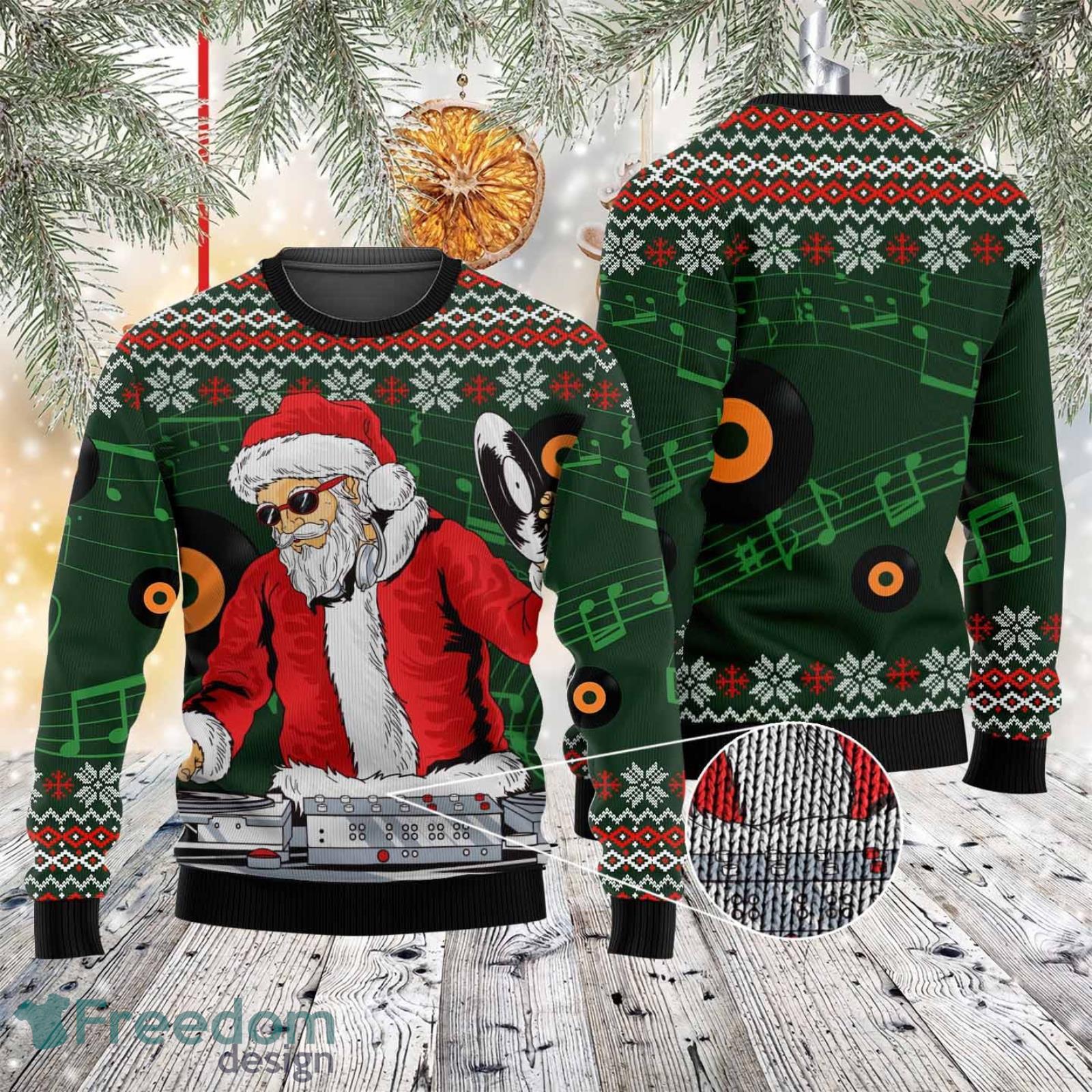 For Fans Houston Texans Christmas Funny DJ Santa Ugly Christmas Sweater Men  And Women Christmas Gift