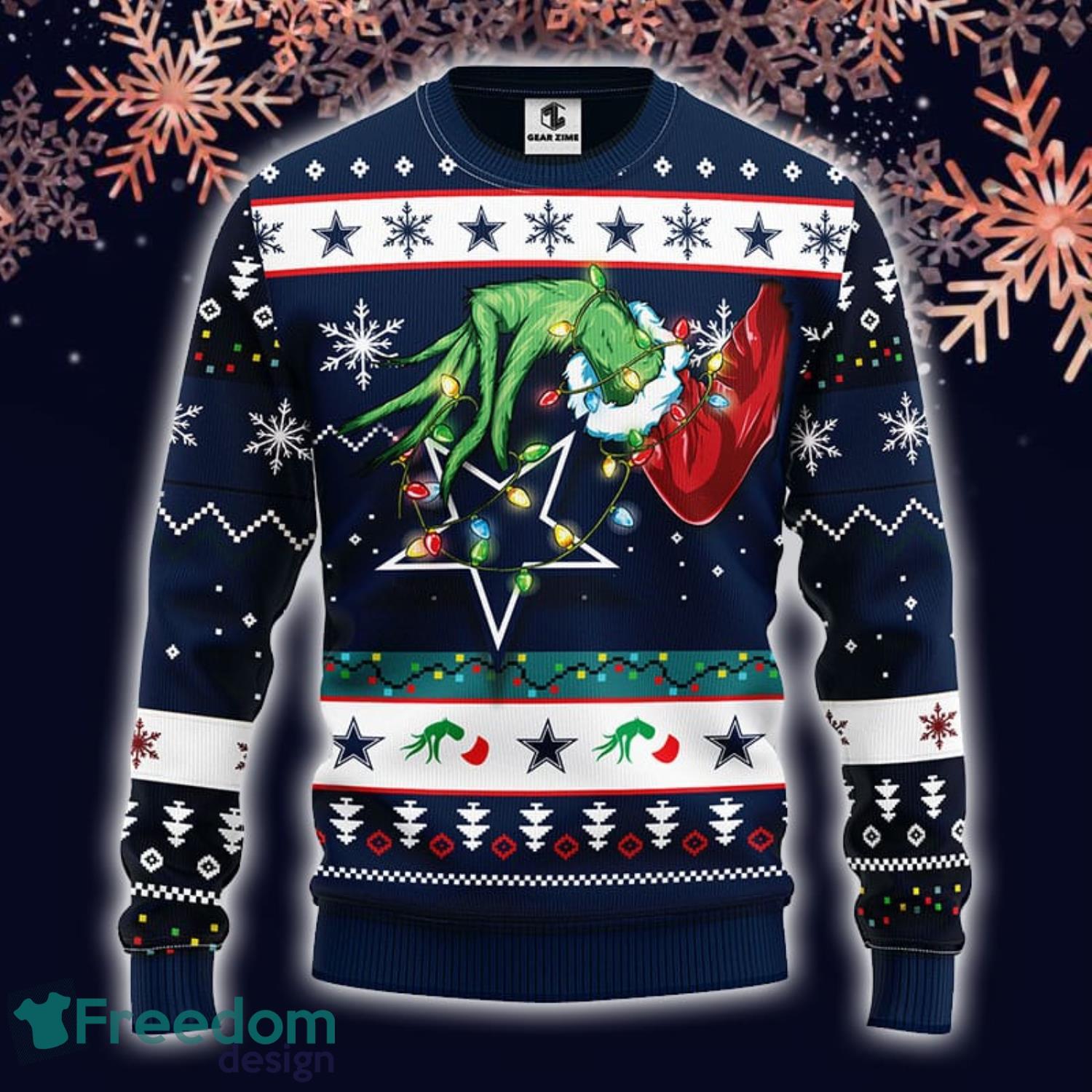 NFL Dallas Cowboys Funny Grinch Christmas Ugly 3D Sweater For Men