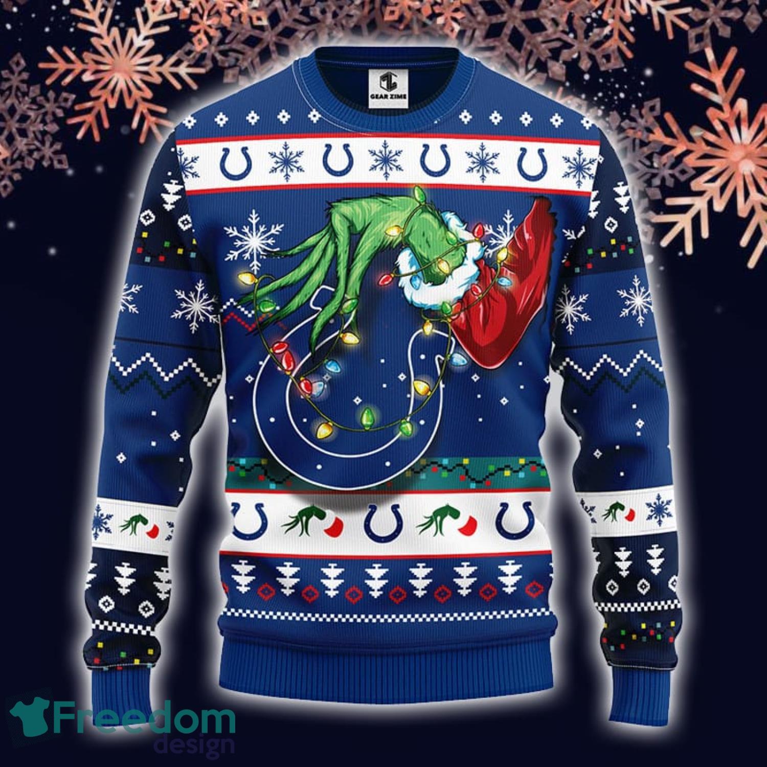 Grinch Indianapolis Colts All Over Print 3D Ugly Christmas Sweater