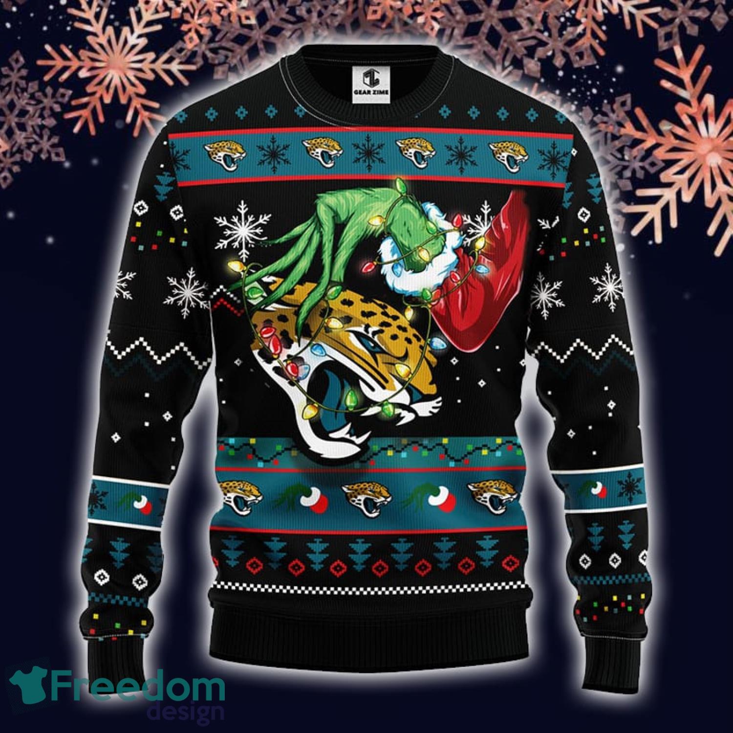 NFL Jacksonville Jaguars Logo With Funny Grinch Ugly Christmas Sweater  Sport Fans Men And Women Christmas Gift