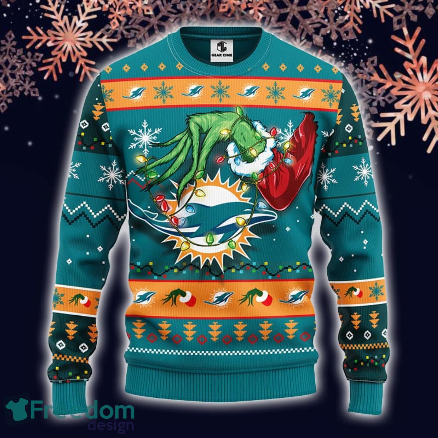 Miami Dolphins Sports Football American Ugly Christmas Sweater New