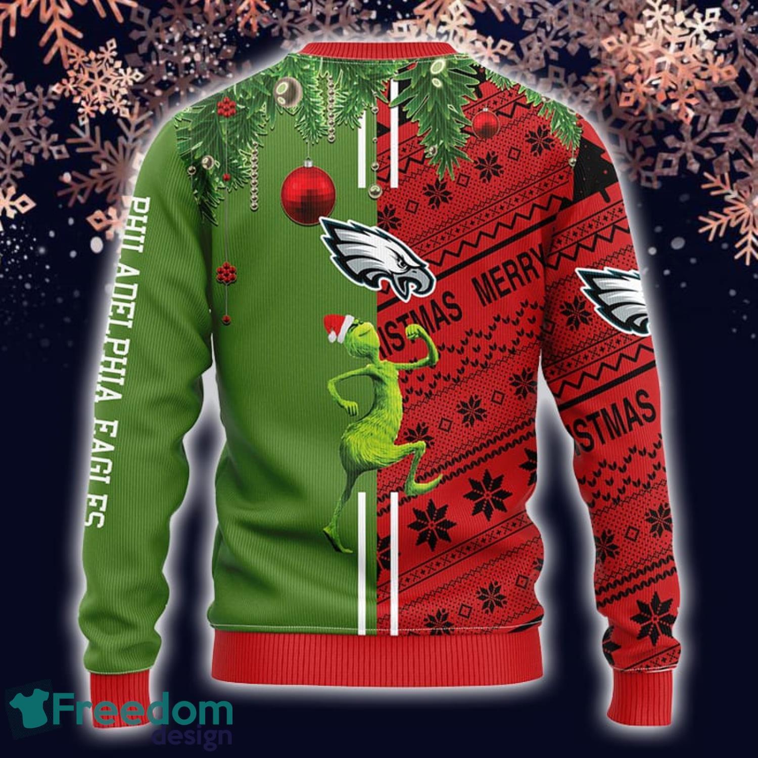 Philadelphia Eagles Grinch Ugly Christmas Sweater - Freedomdesign