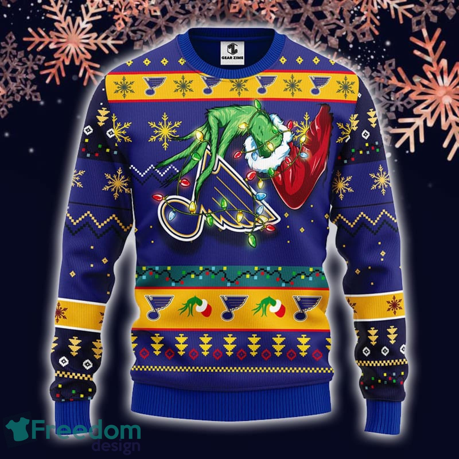 NHL St. Louis Blues Grinch & Scooby-Doo Ideas Logo Ugly Christmas Sweater  For Fans - Banantees