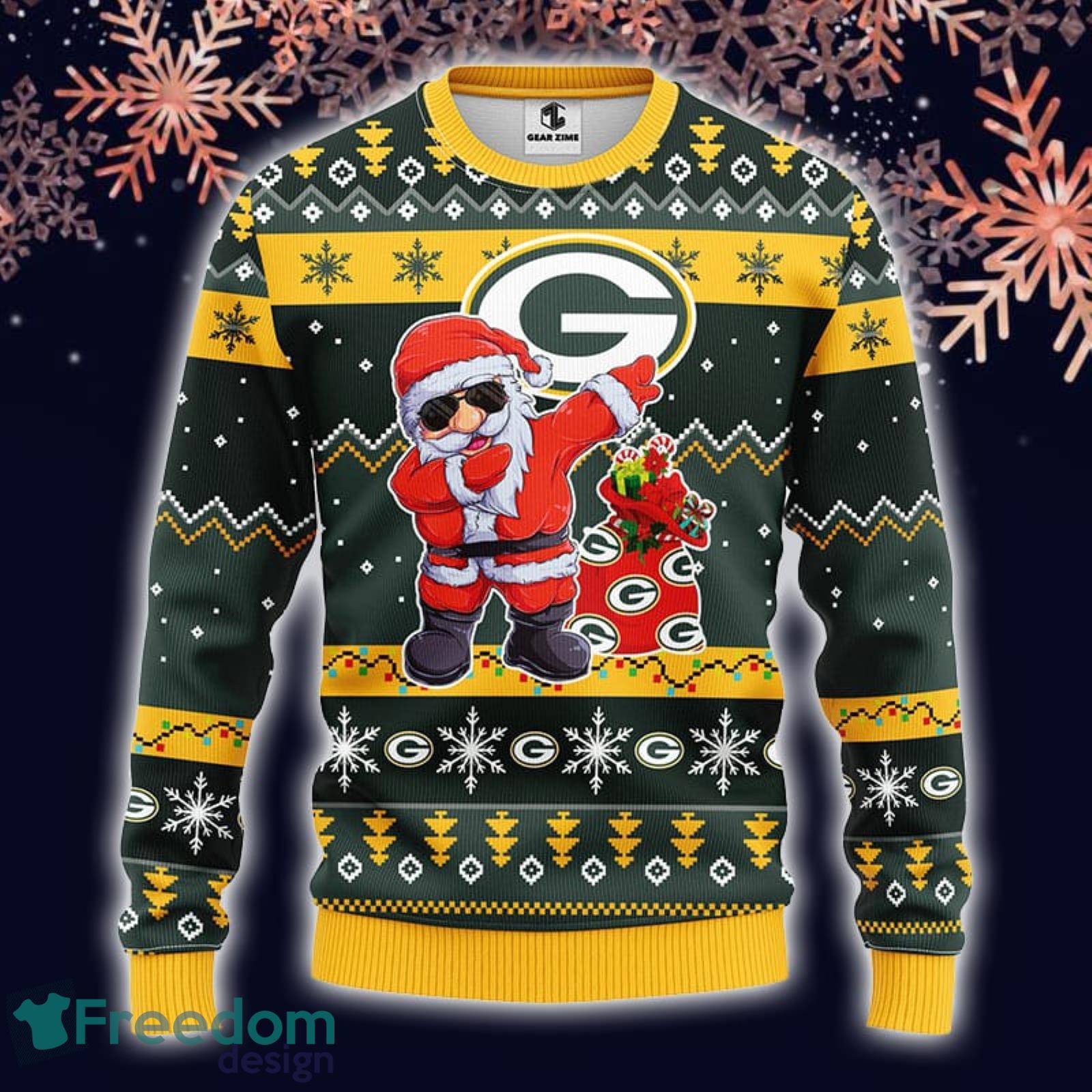 Christmas Gift Green Bay Packers Dabbing Santa 3D Ugly Christmas