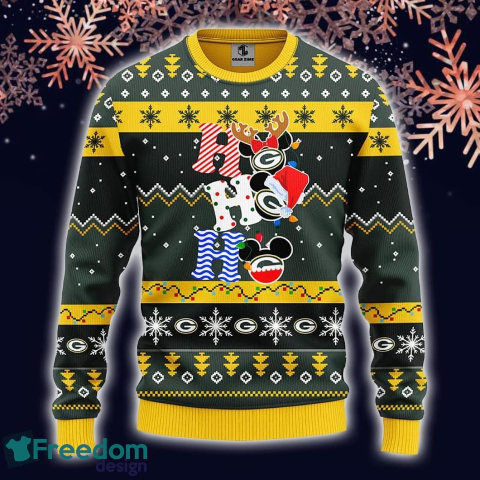 Green Bay Packers NFL Team HoHoHo Mickey Funny Xmas Christmas Gift Men And Women  Ugly Christmas Sweater - Freedomdesign