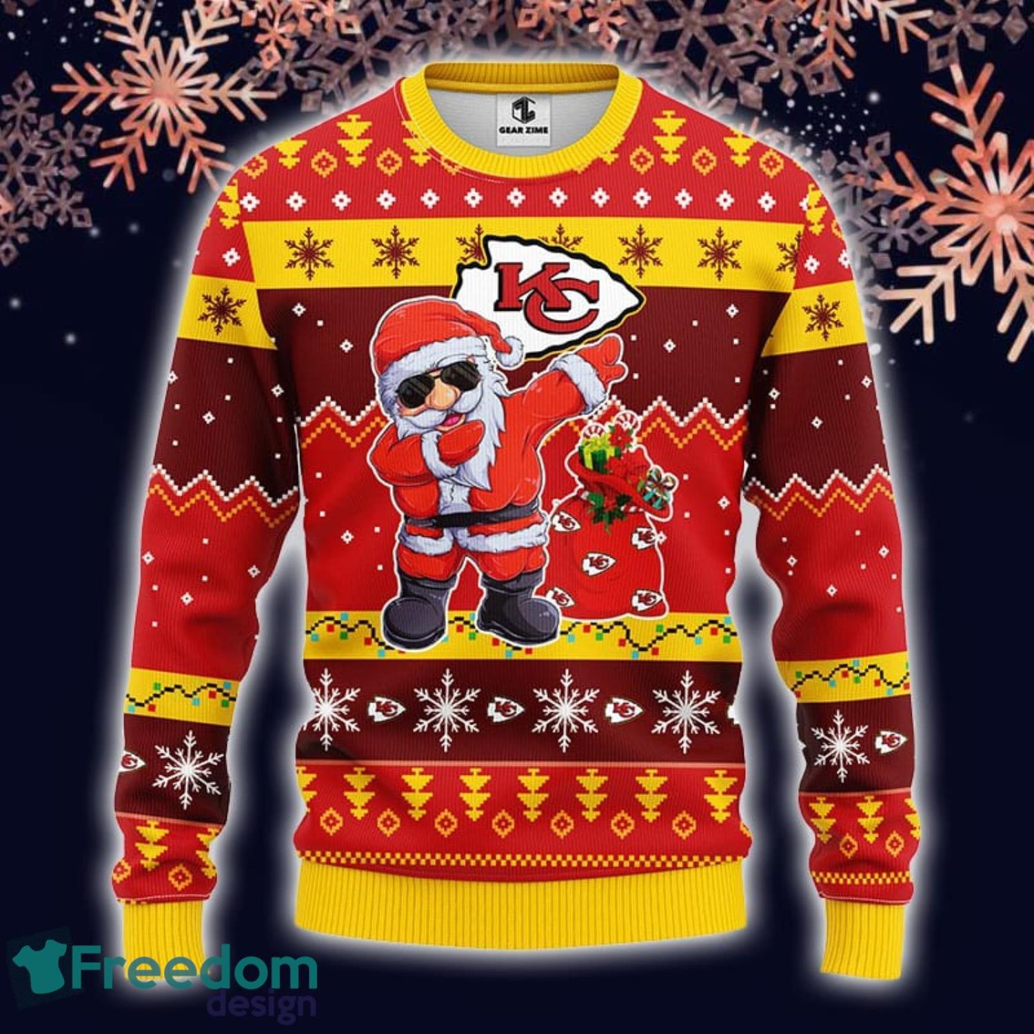 Kansas City Chiefs NFL Team Dabbing Santa Claus Funny Xmas Christmas Gift  Men And Women Ugly Christmas Sweater - Freedomdesign