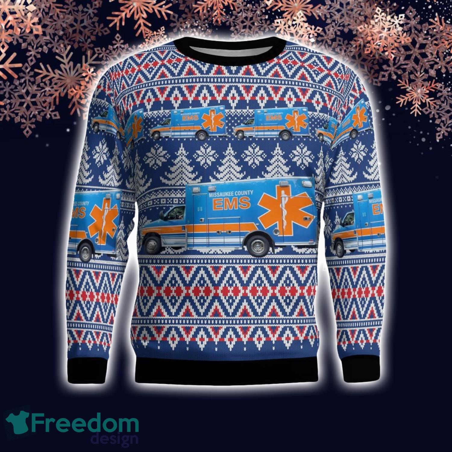 Lake City Michigan Missaukee County EMS Ugly Christmas Sweater image Lake City Michigan Missaukee County EMS Ugly Christmas Sweater Product Photo 2