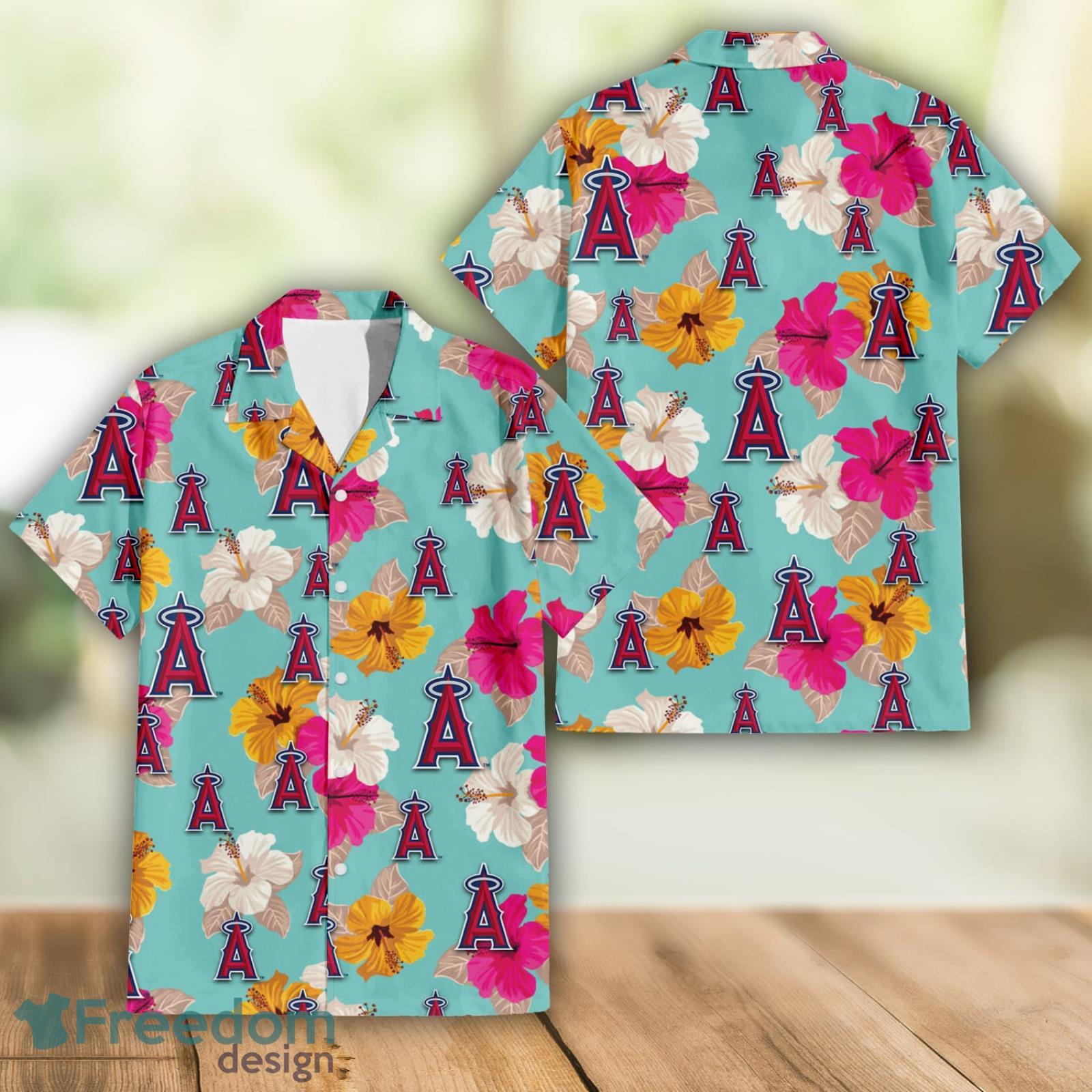 Los Angeles Angels MLB Custom Name Flower And Leaf Pattern Tropical Hawaiian  Shirt - Freedomdesign