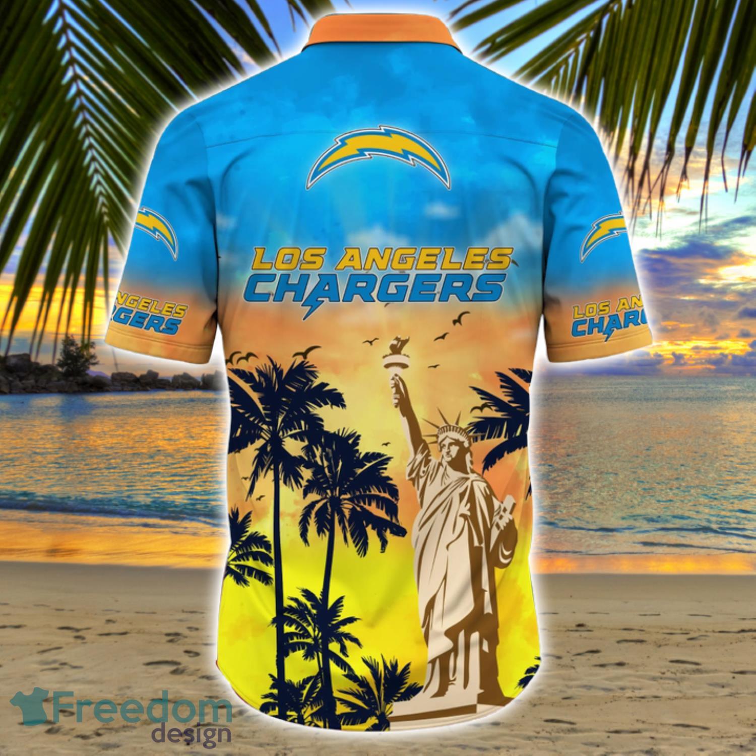 Los Angeles Chargers All Over Print Logo And Coconut Trending Summer Gift  Aloha Hawaiian Shirt