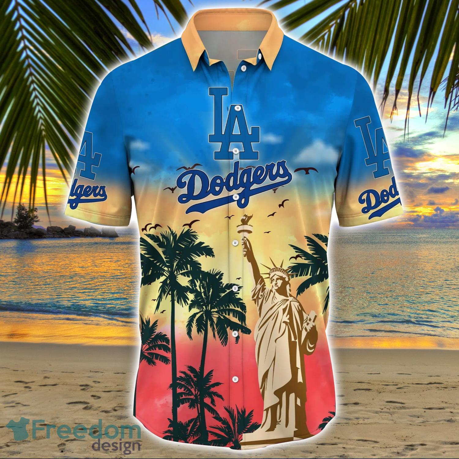 Los Angeles Dodgers MLB Fans Statue of Liberty Summer Hawaiian Shirt -  Freedomdesign