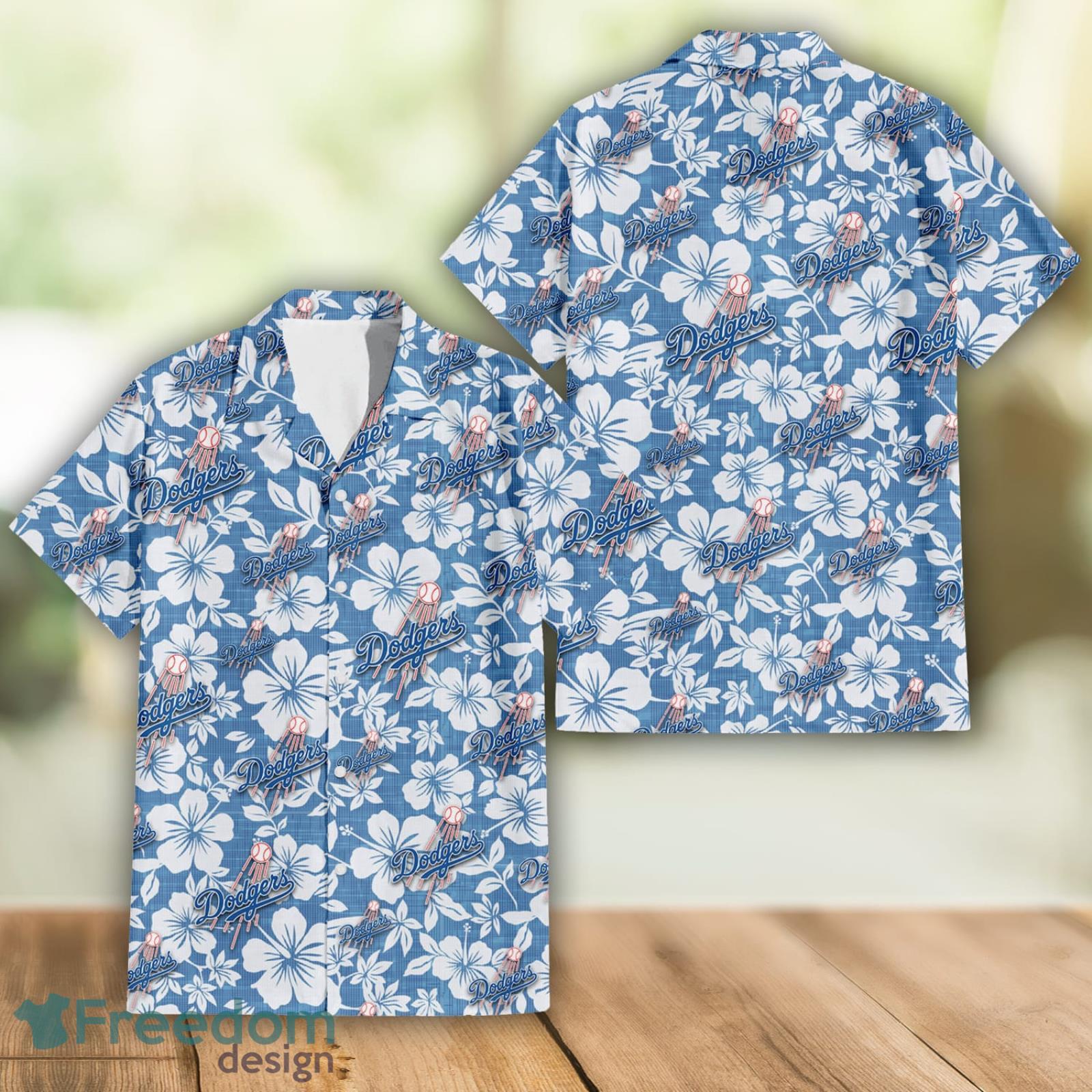 Los Angeles Dodgers Tropical Floral Custom Name Aloha Hawaiian Shirt