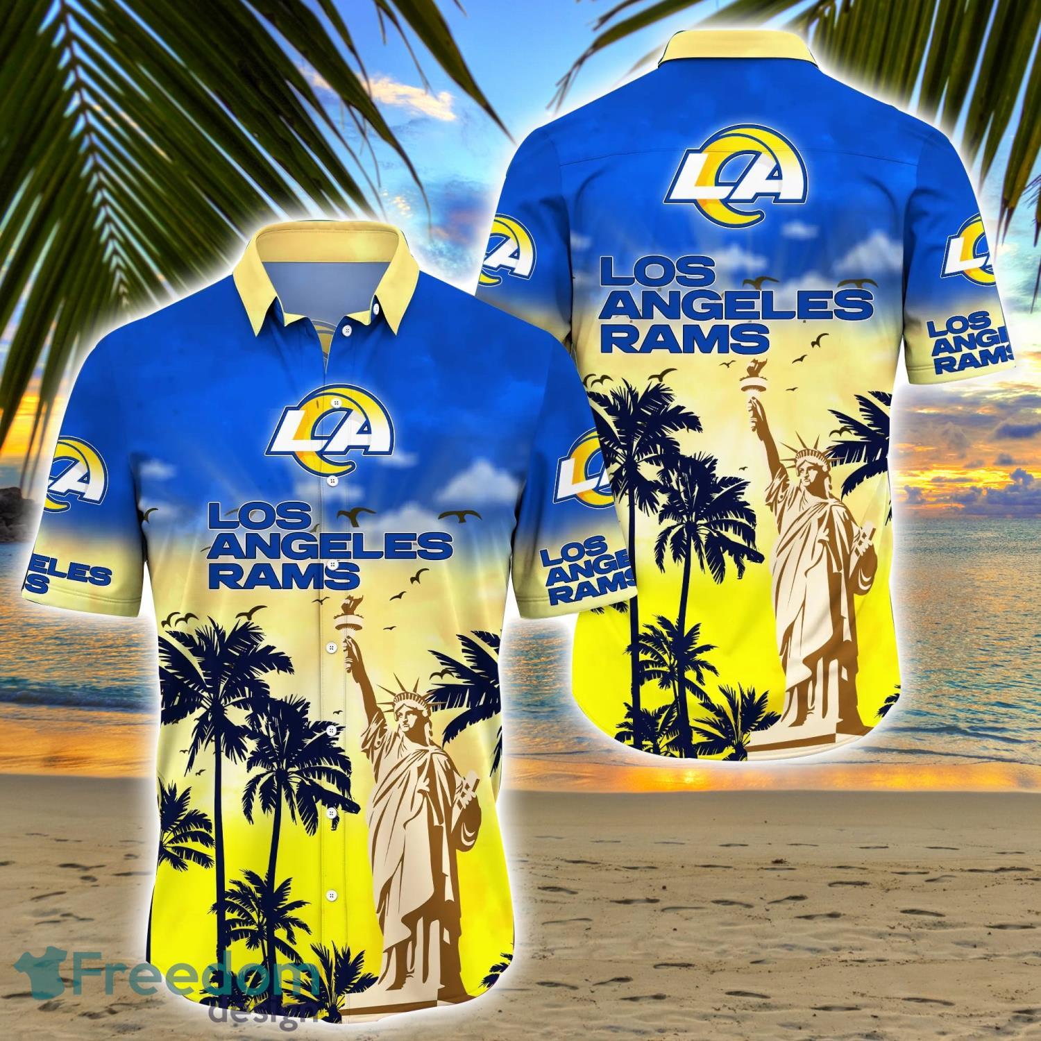 Los Angeles Rams NFL Fans Statue of Liberty Summer Hawaiian Shirt