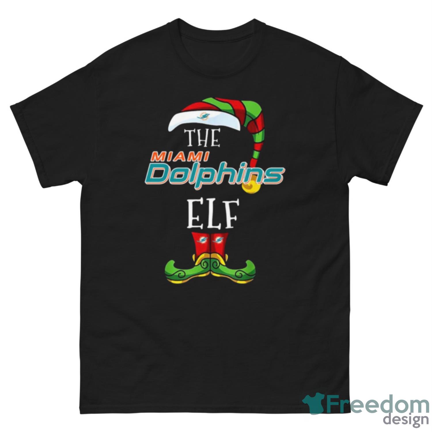 Merry Christmas Miami Dolphins Black T- Shirt Xmas Gift Size S to 3XL